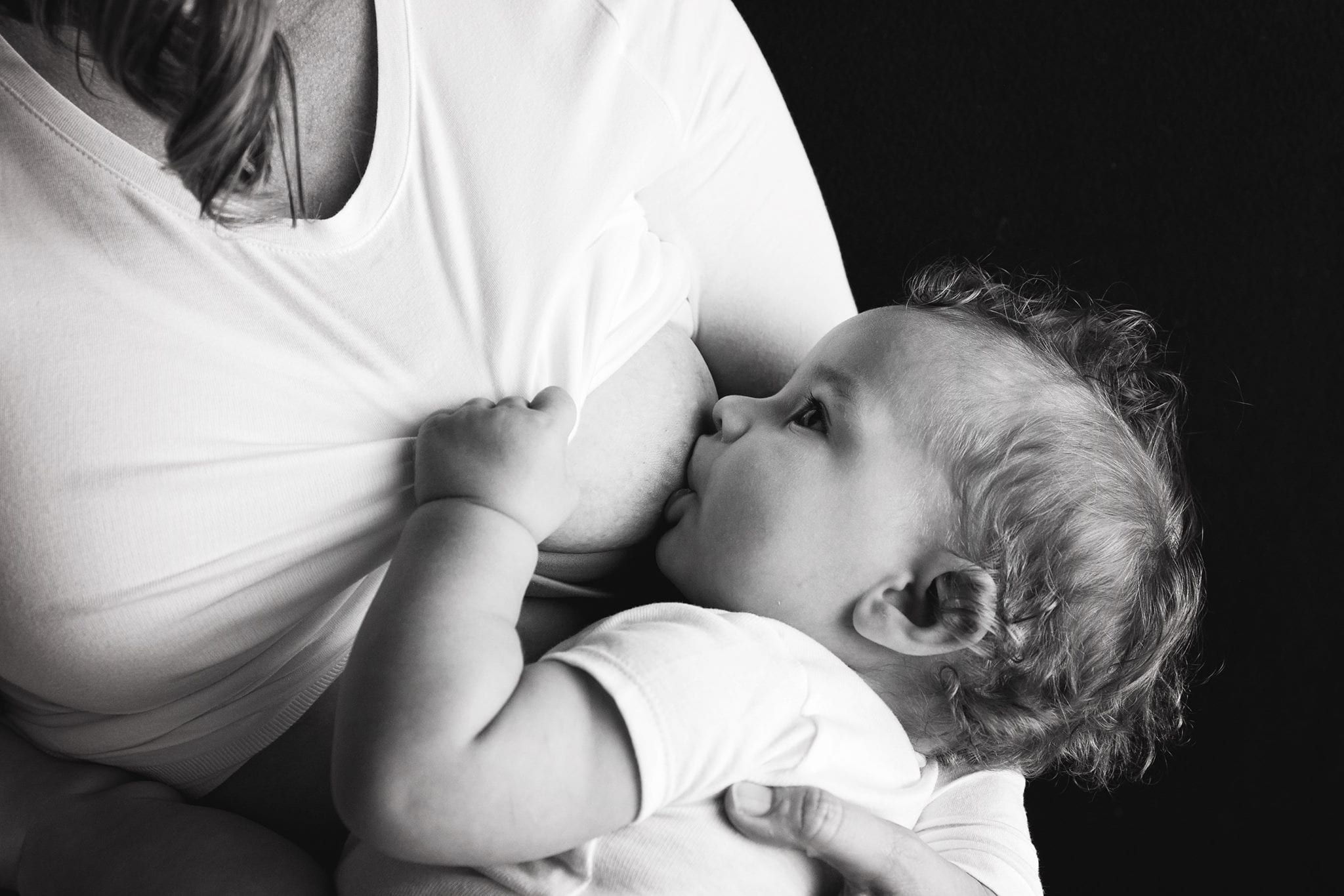 females, real people, young, childhood, photography, human arm, indoors, cute, grayscale, innocence, breastfeeding, mother, toddler, baby, family, motherhood, HD Wallpaper