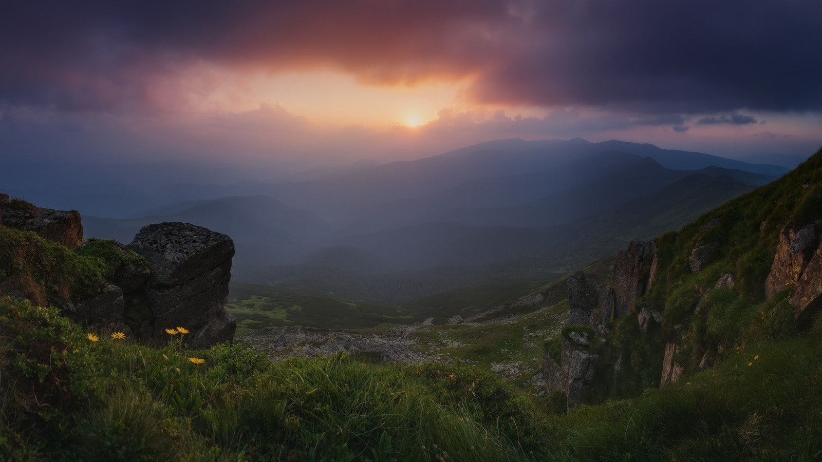 grass, Carpathians, mountain, no people, scenics - nature, landscape, beauty in nature, non-urban scene, mountains, Ukraine, clouds, tranquility, travel, HD Wallpaper
