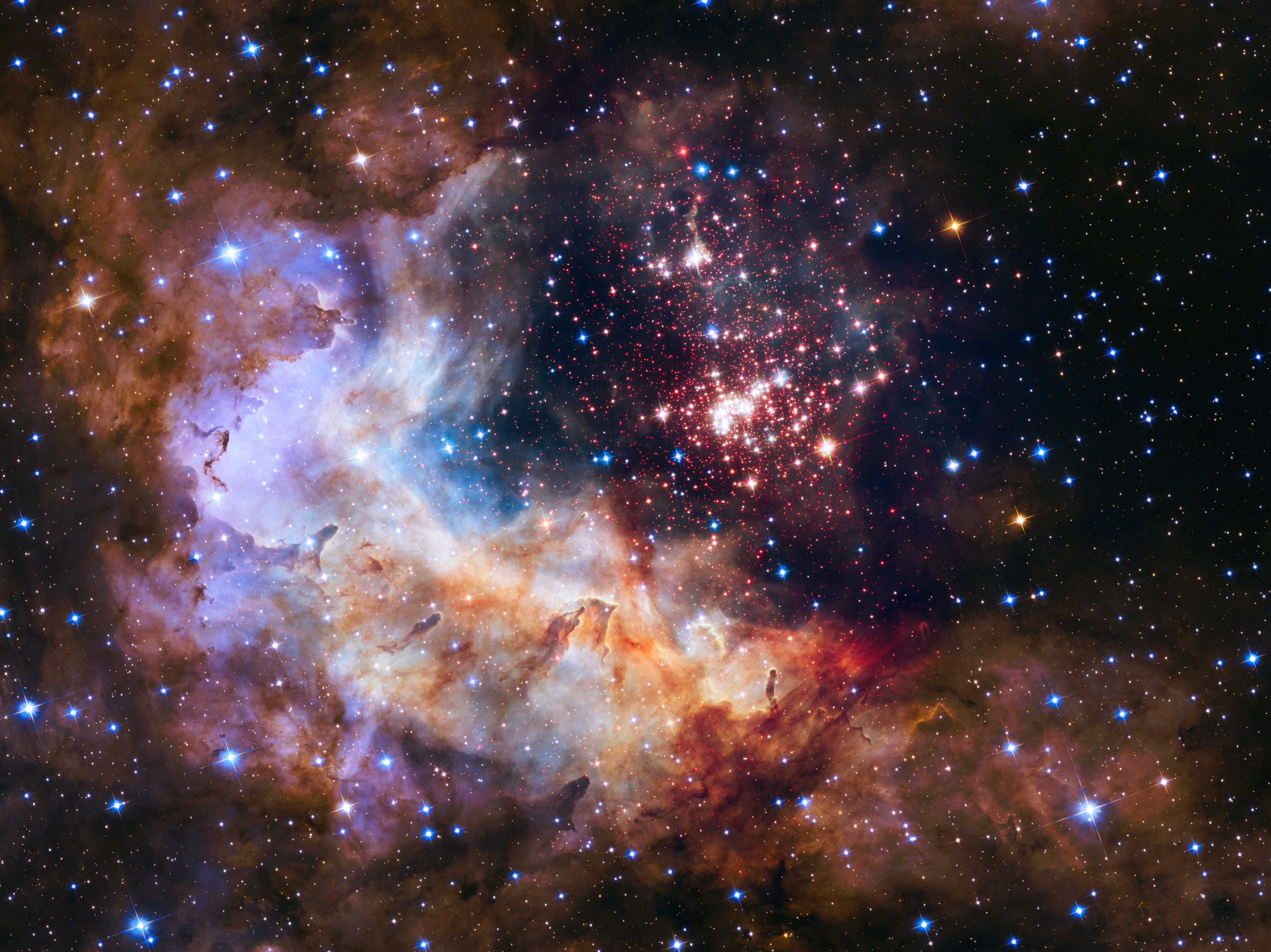 Star clusters, RCW 49, WR 20a, Hubble, Westerlund 2, Gum 29, 4K, Tumannosti, HD Wallpaper