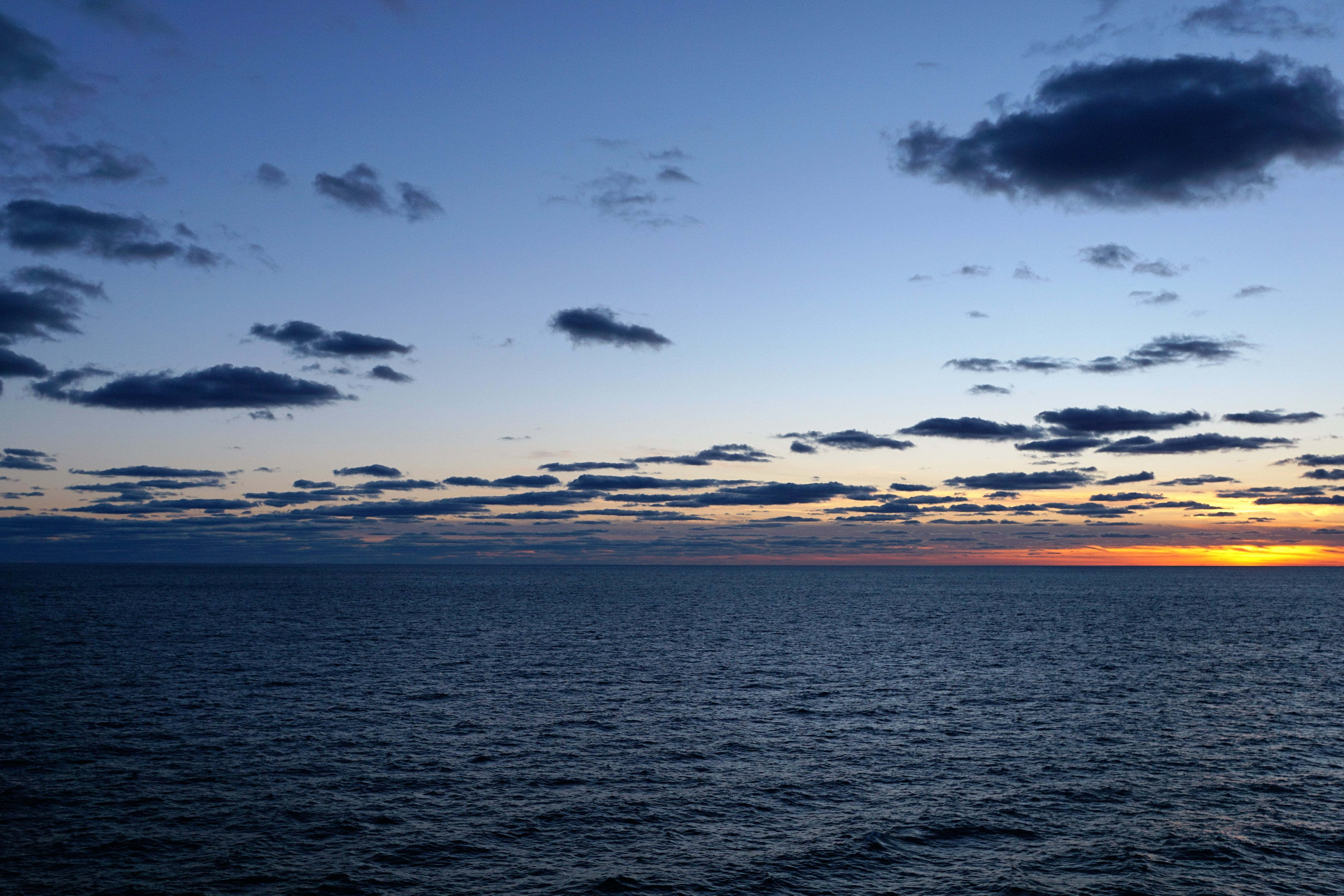twilight, summer, water, sky, dramatic Sky, ocean, idyllic, weather, horizon Over Water, cloud - Sky, no People, clouds, 5K, tranquility, day, atlantic, HD Wallpaper