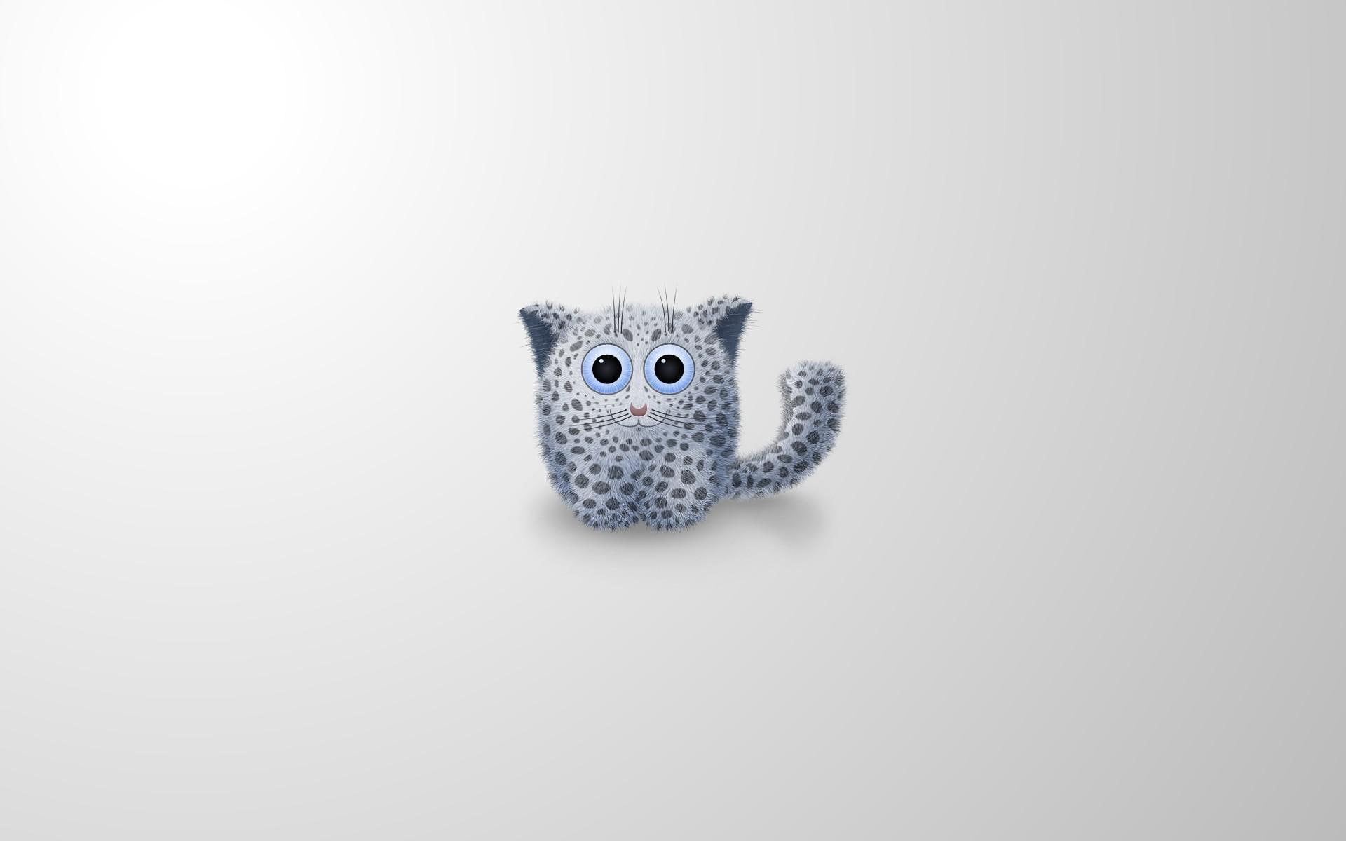 puffy, plush, cat, animal, blue, 1080P, digital art, 1920x1200, toy, gray, HD Wallpaper