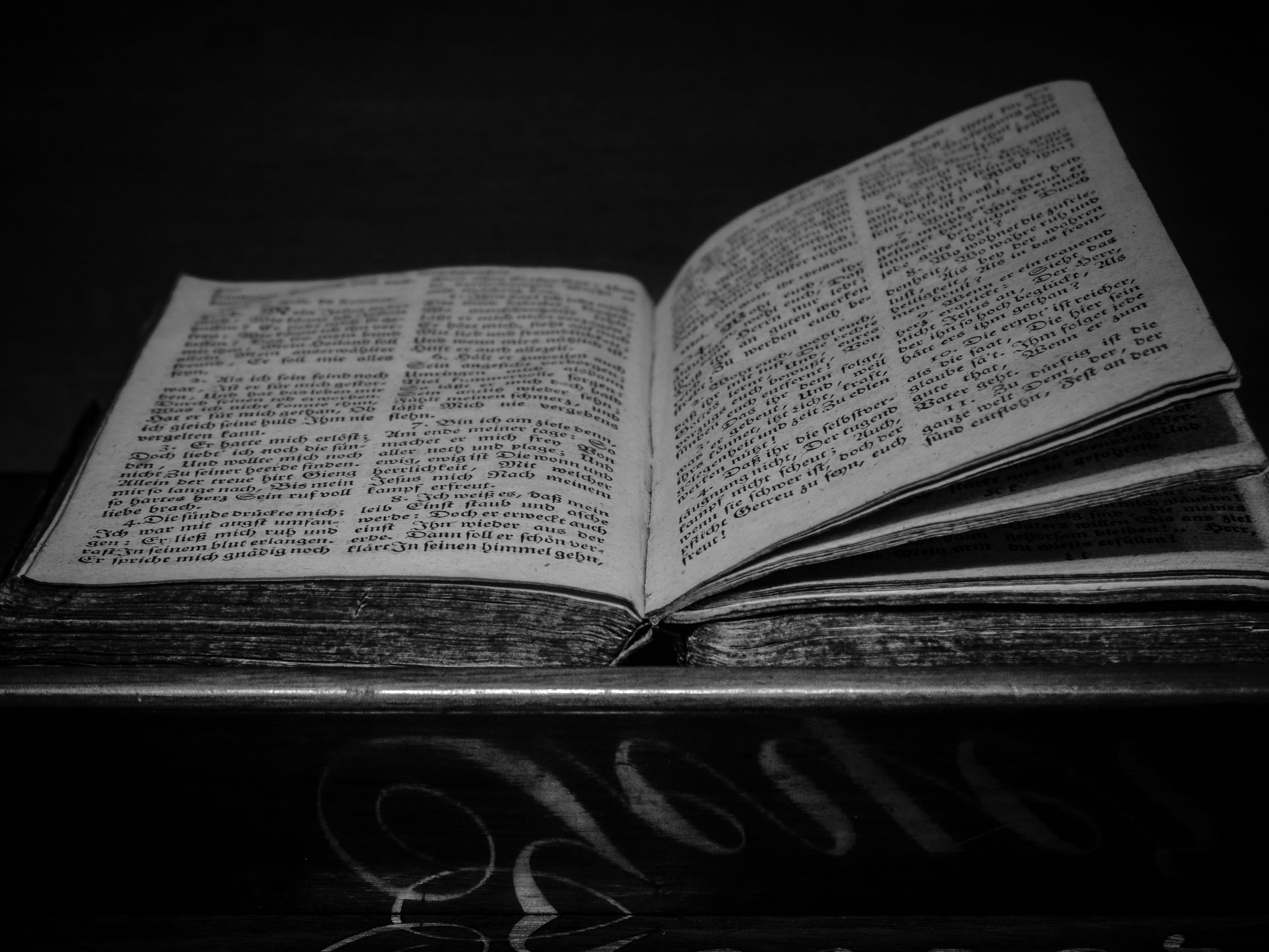 text, open, literature, page, antique, library, hymnal, old, spirituality, education, black background, 2K, paper, western script, communication, believe, HD Wallpaper