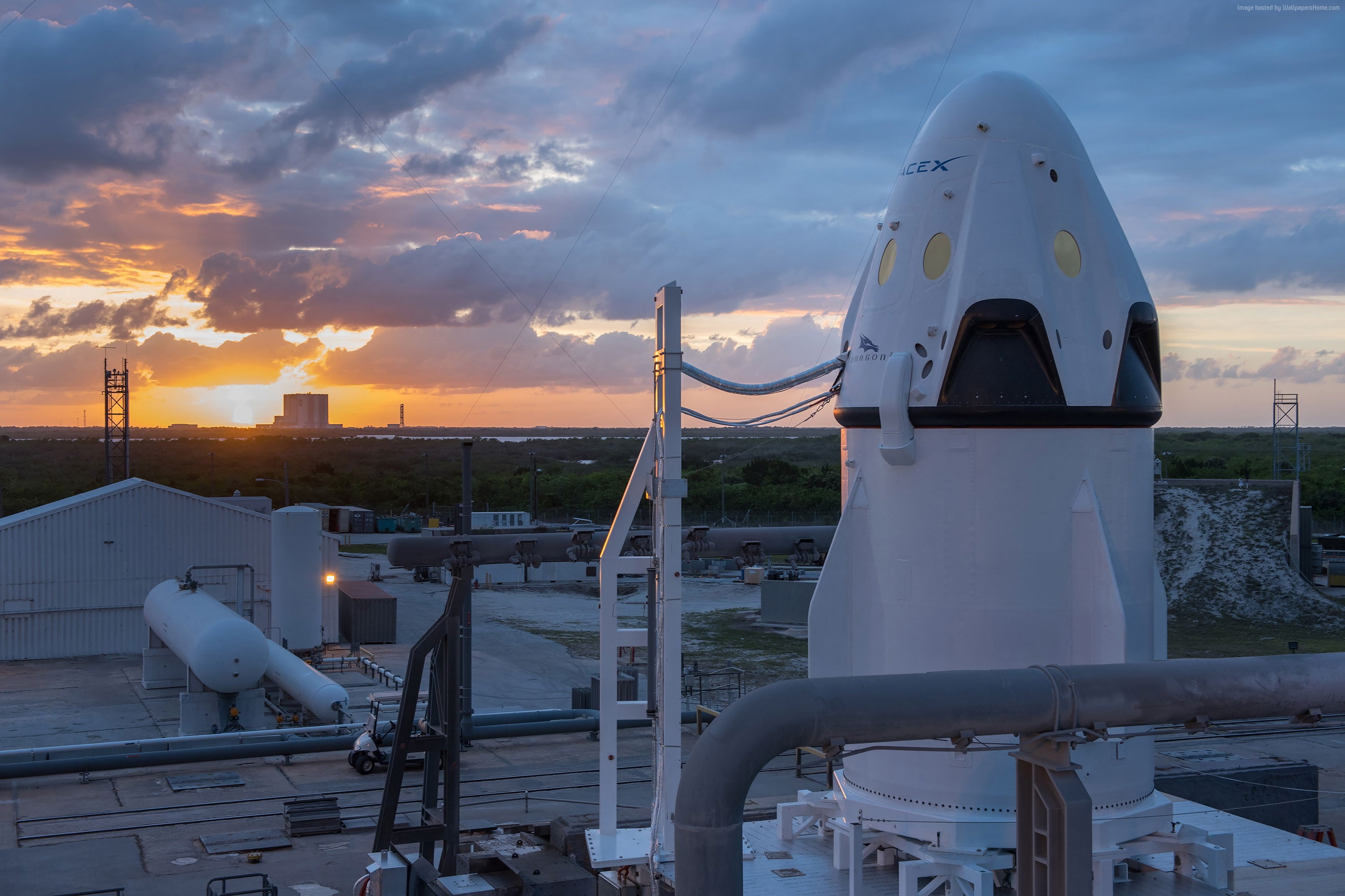 ship, 2K, SpaceX, mars, red dragon, HD Wallpaper