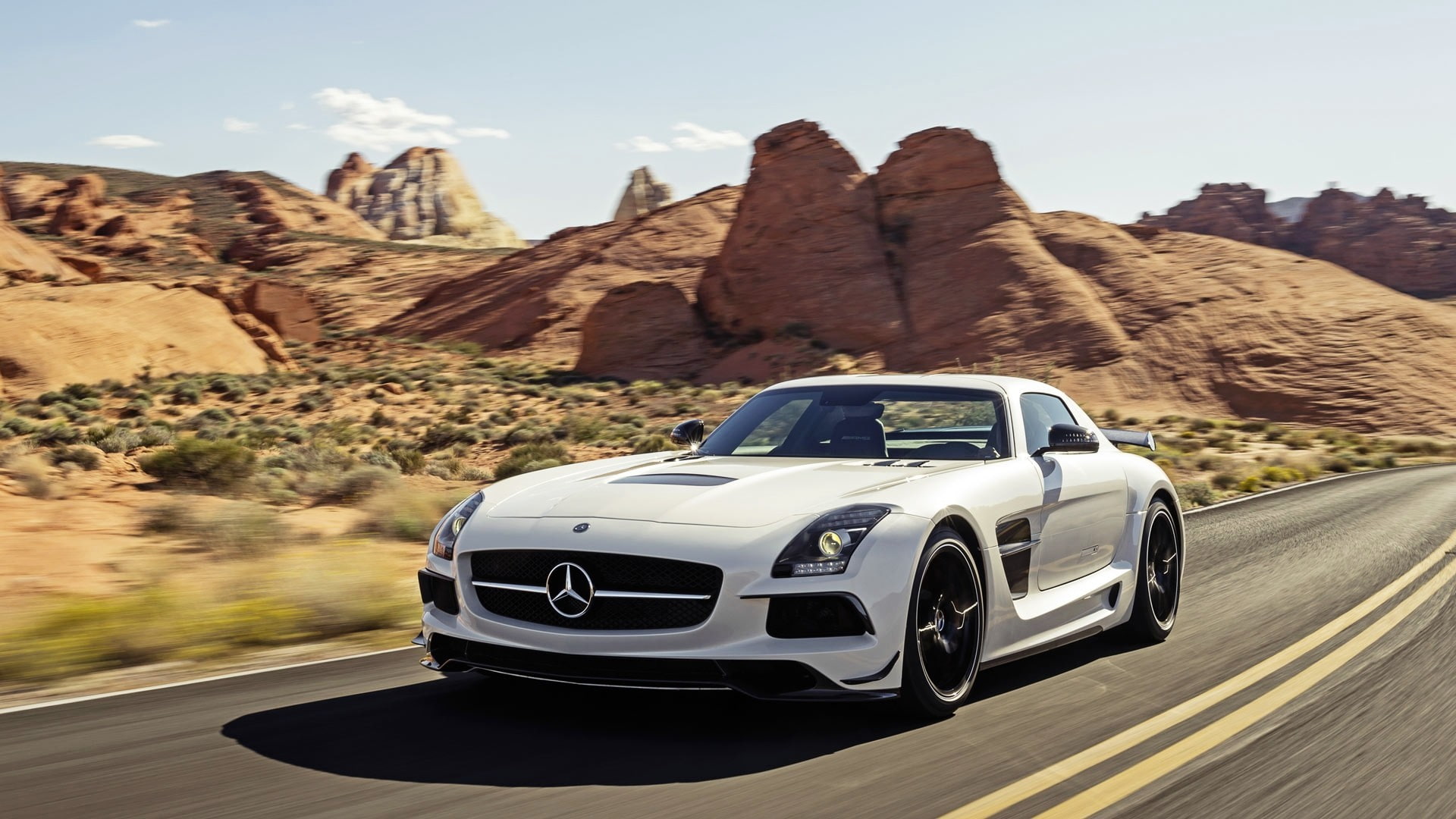 Mercedes-Benz, Mercedes SLS, white cars, 1080P, supercars, sports car, HD Wallpaper