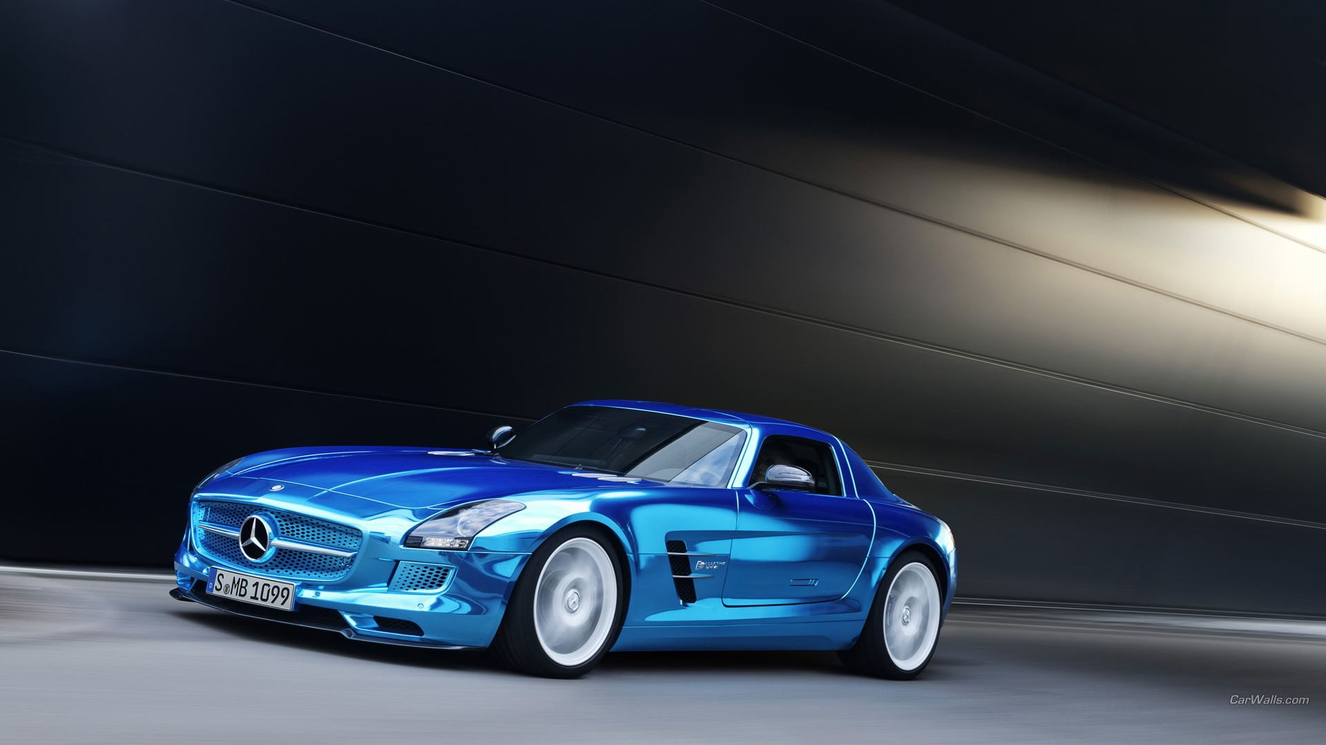 Mercedes SLS, blue cars, 1080P, vehicle, car, Mercedes Benz, HD Wallpaper
