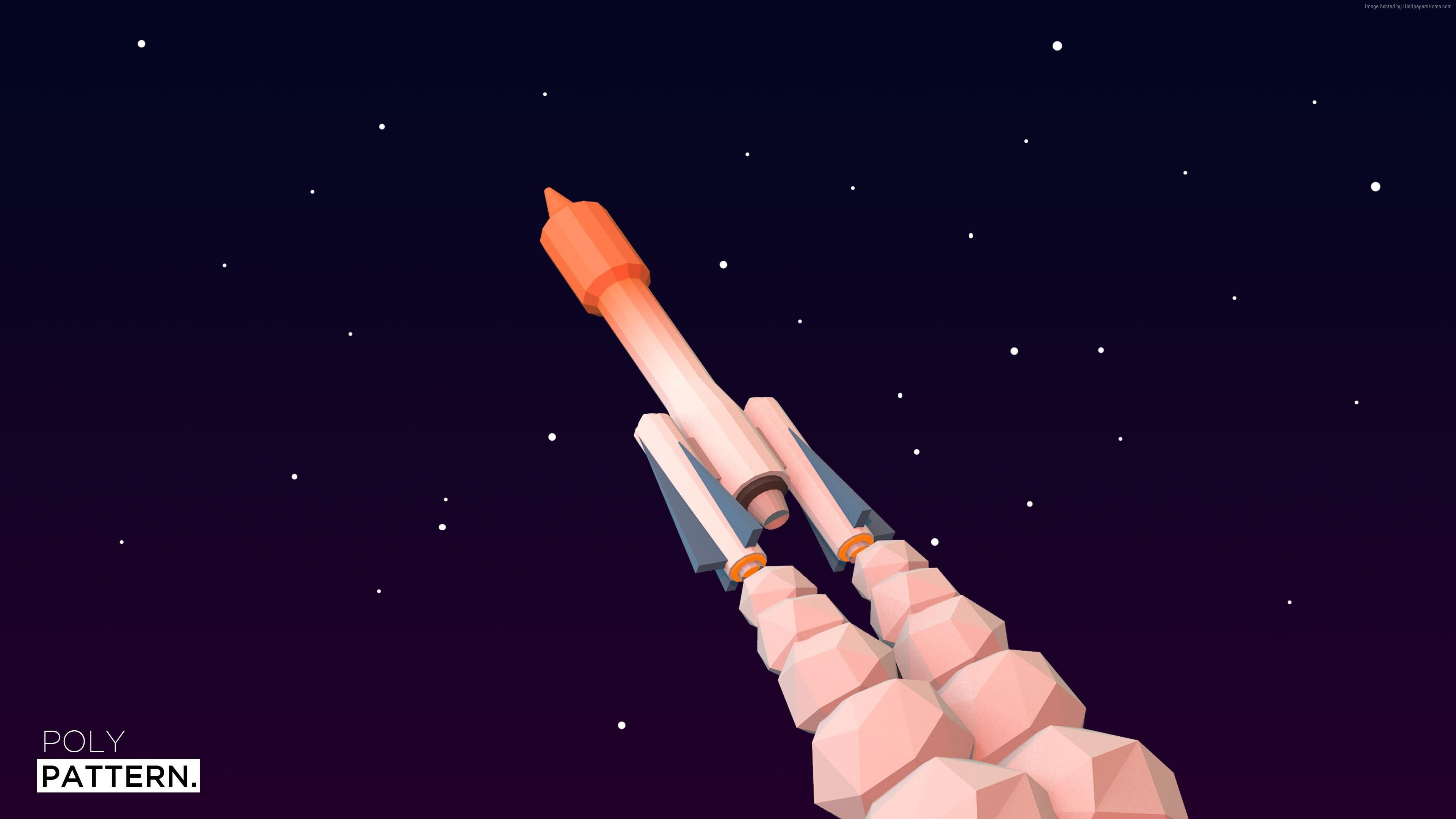 4K, iphone, 5k, minimalism, low poly, rocket launch, 4k, HD Wallpaper