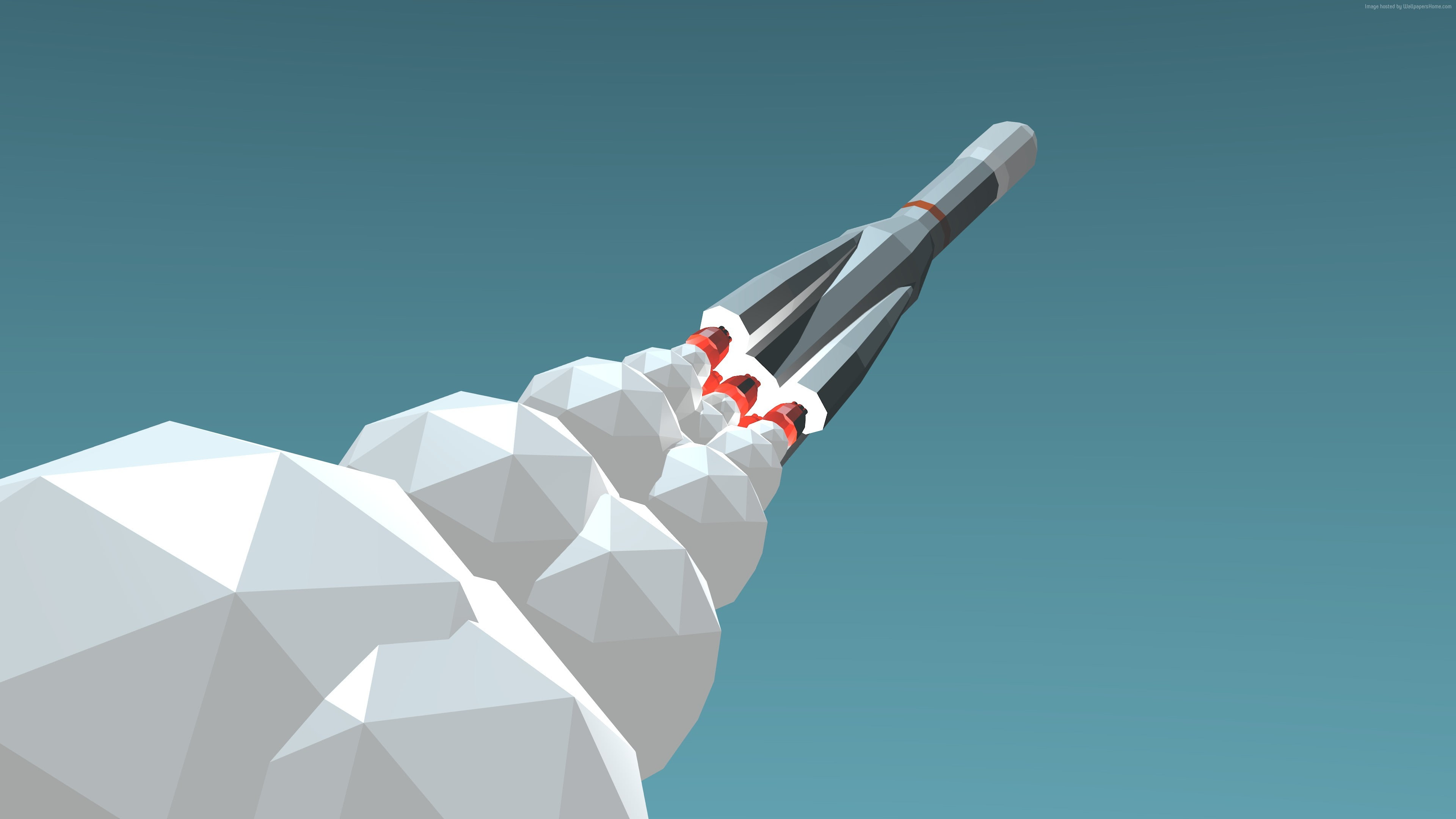 minimalism, 4k, 5k, iphone, rocket launch, 4K, low poly, blue, HD Wallpaper