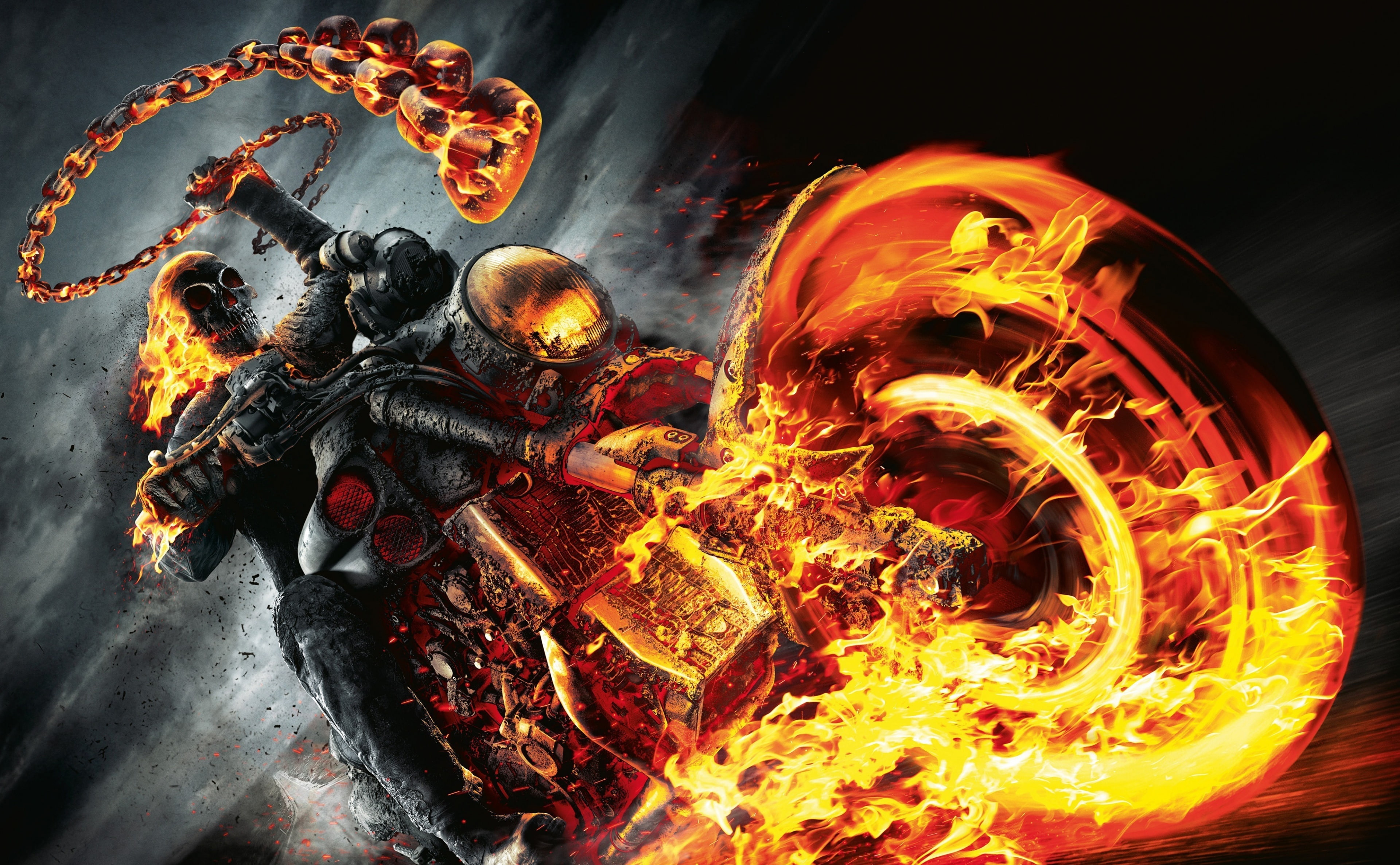 movie, flame, Movies, outdoors, spirit, glowing, spirit of vengeance, motion, event, superhero, ghost, no people, nature, marvel, rider, night, 2012, orange color, HD Wallpaper