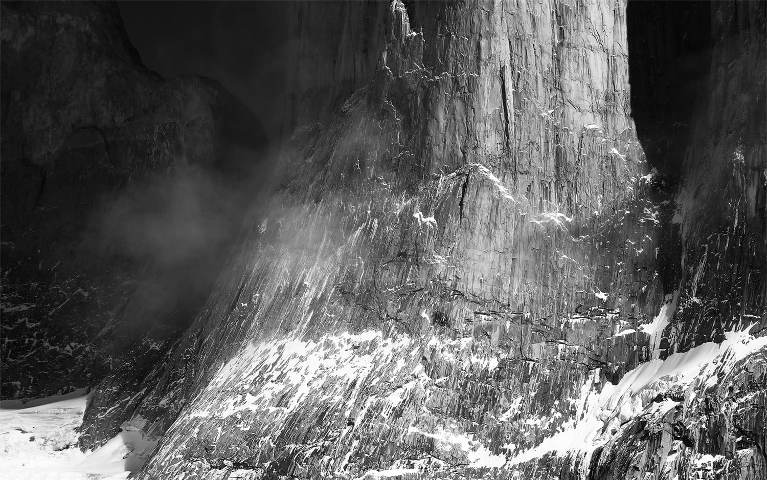rock formation, geology, Torres del Paine, Chile, 720P, mist, land, monochrome, day, waterfall, solid, rock, no people, physical geography, winter, morning, HD Wallpaper
