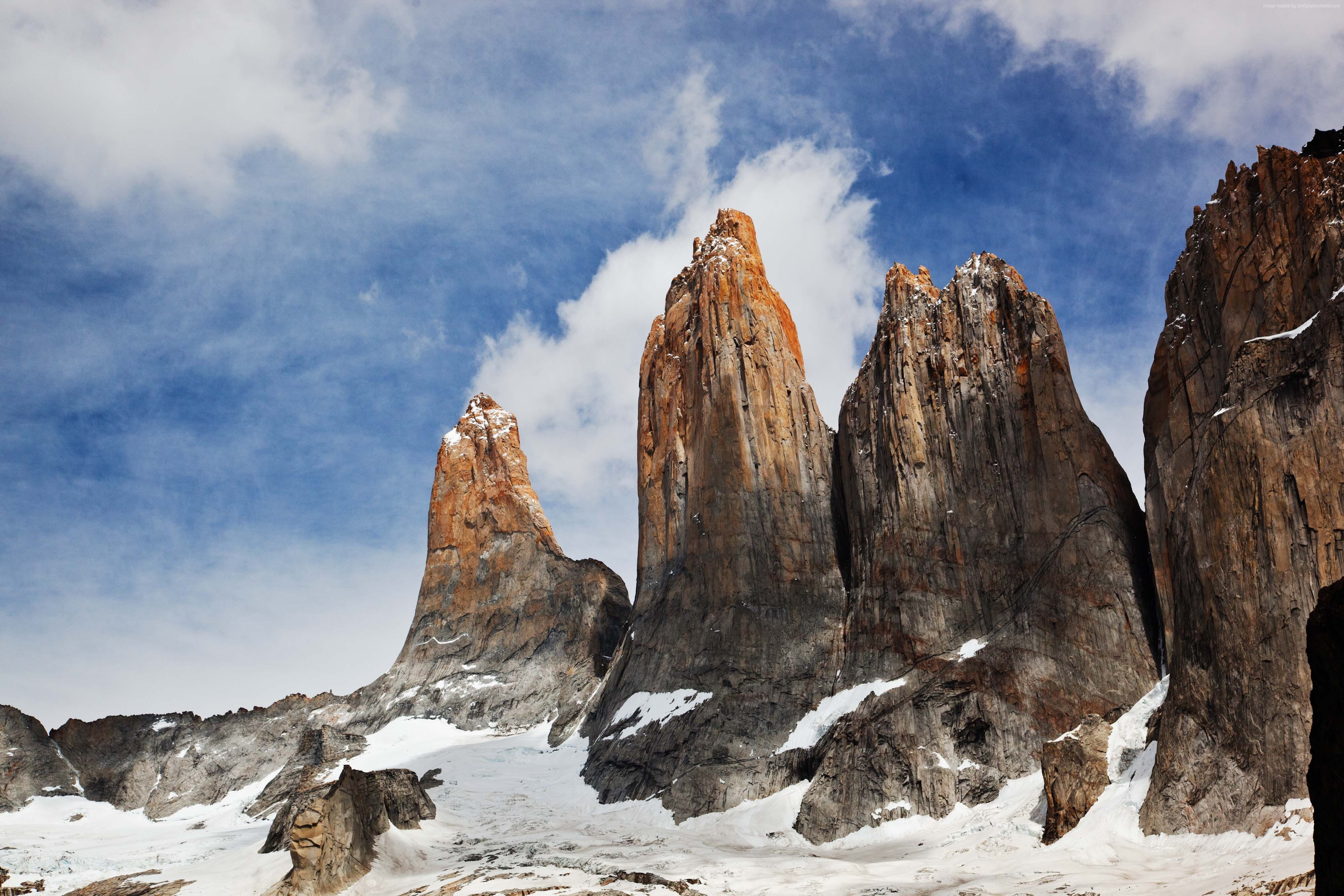 Torres del Paine, sky, mountains, 4K, Chile, 4K, HD Wallpaper