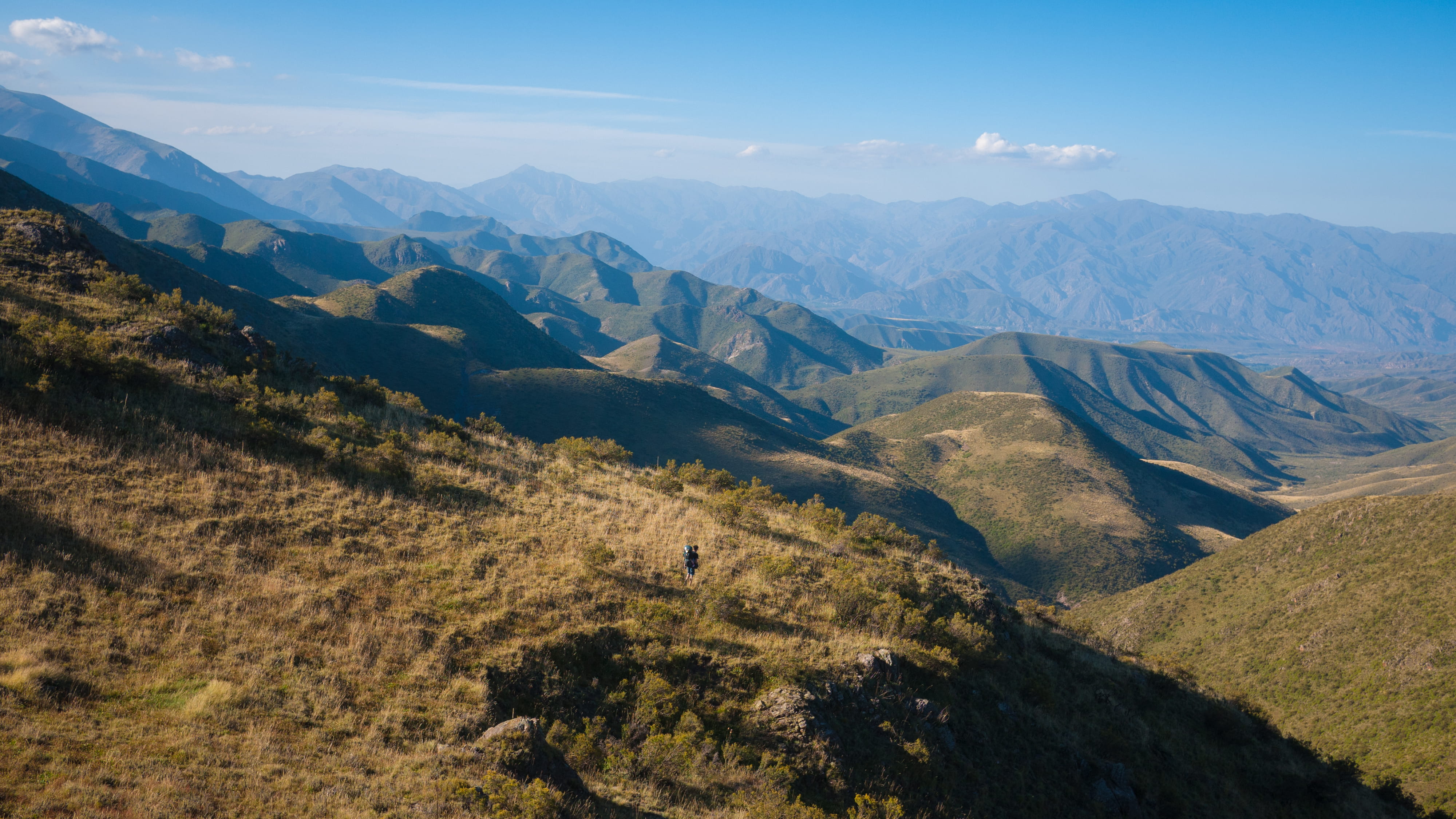 argentina, tranquil scene, trekking, environment, land, bags, cloud - sky, refugio quebrada del condor, sunlight, non-urban scene, mountains, plant, landscape, HD Wallpaper
