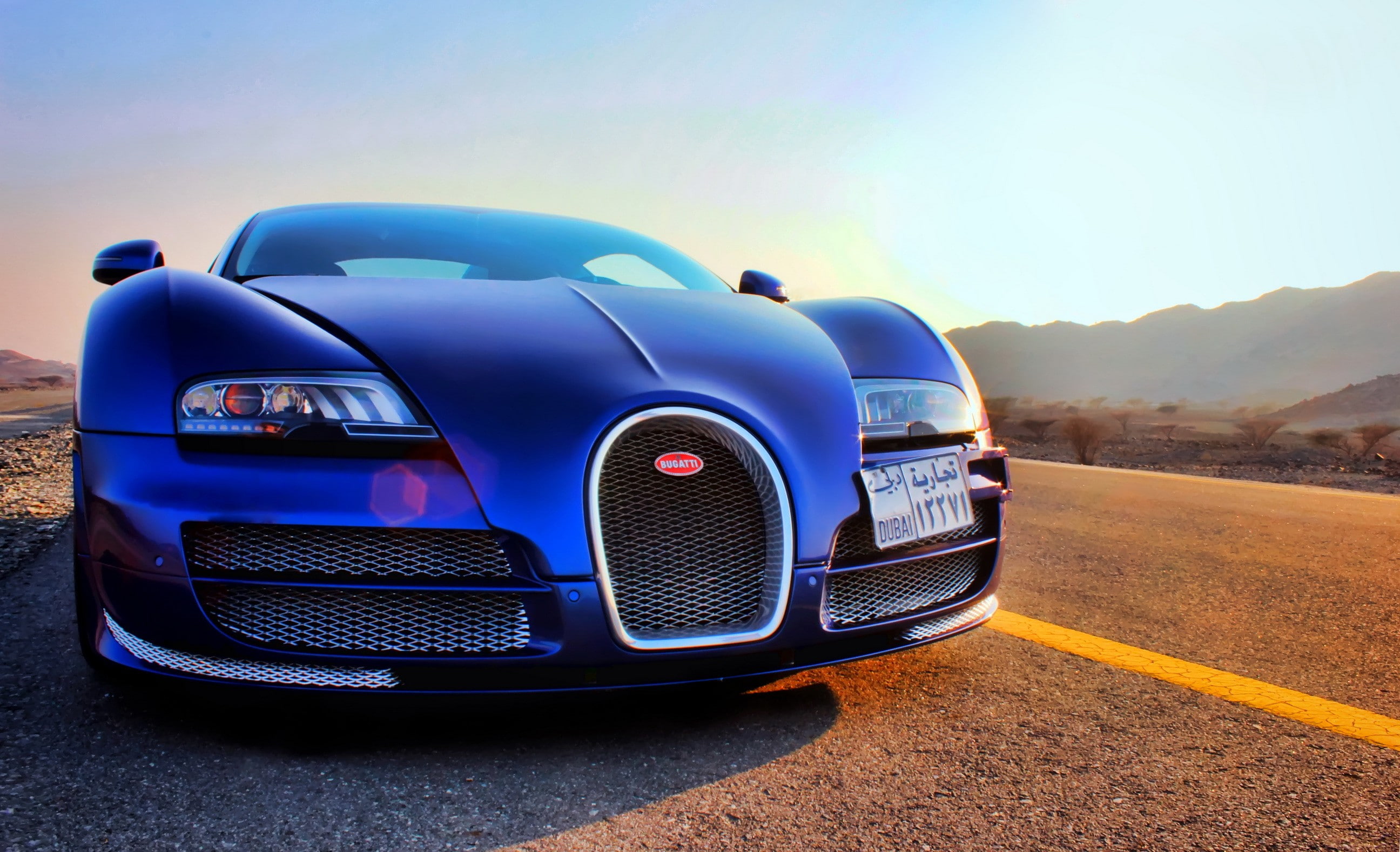 2K, blue, dubai, bugatti, black, vitesse, veyron, HD Wallpaper