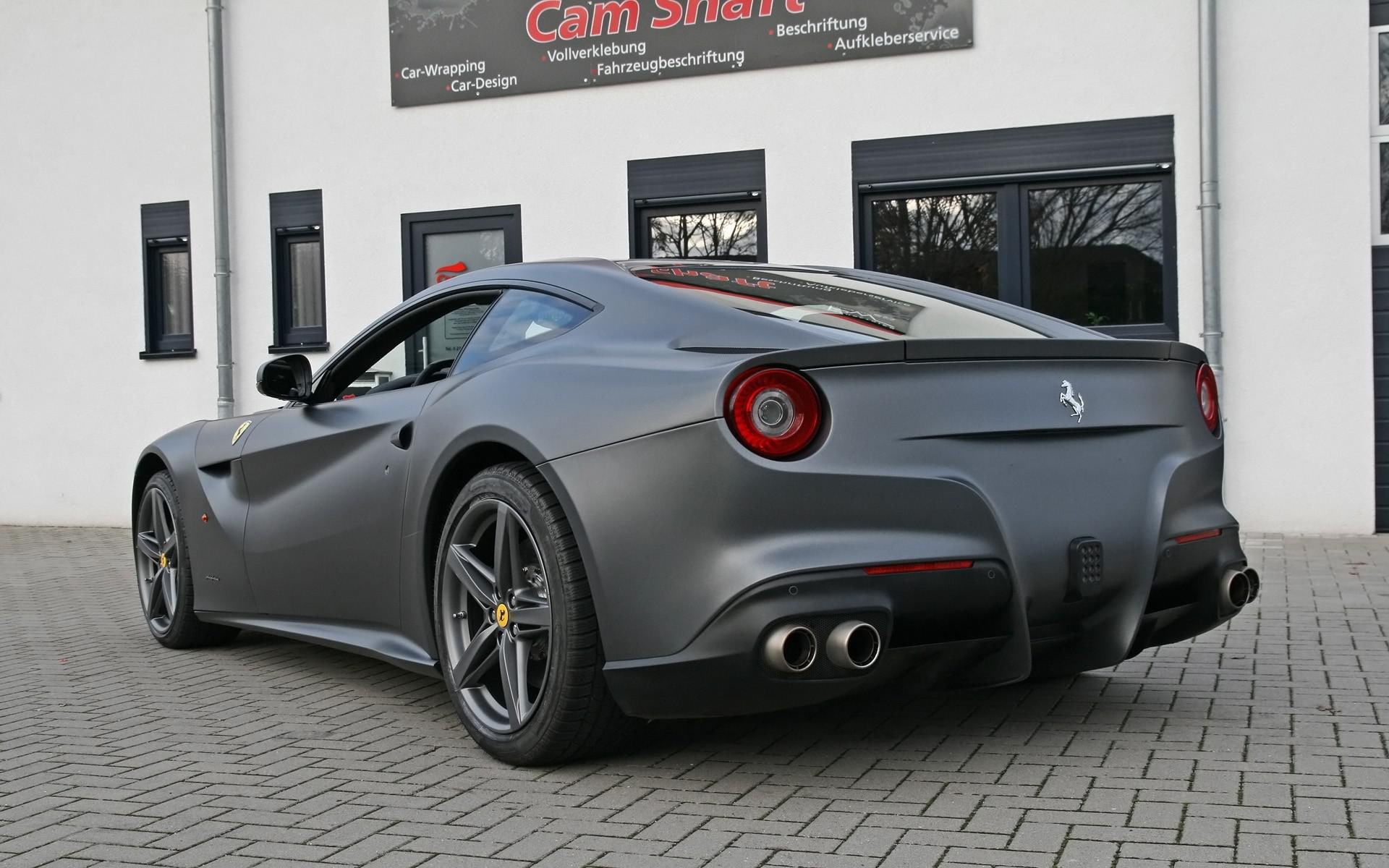 black, ferrari, 1080P, berlinetta, view, rear, f, rear view, HD Wallpaper