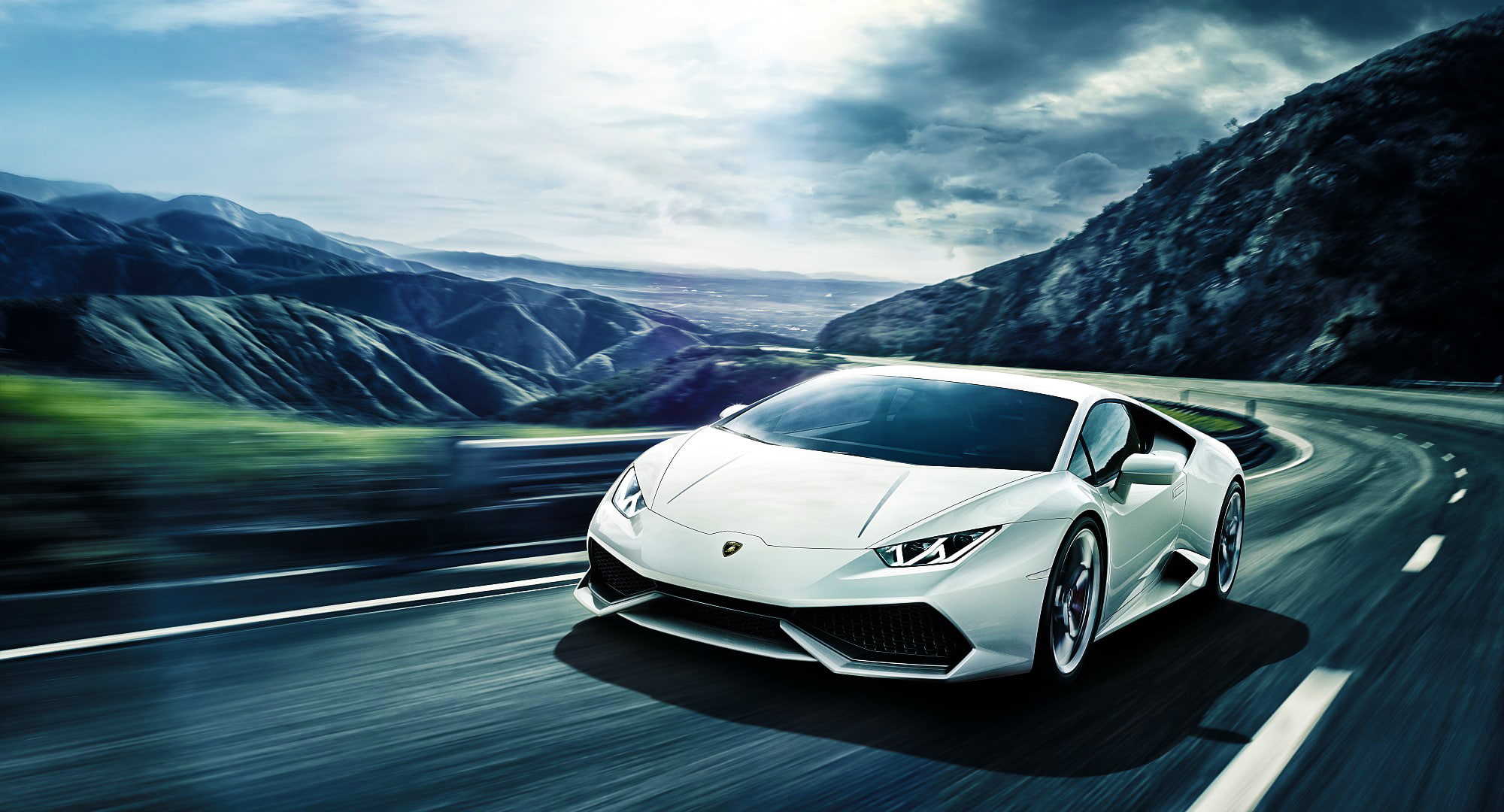 1080P, Lamborghini, Road, Supercar, Mountain, Huracan, Front, White, LP640-4, car, HD Wallpaper