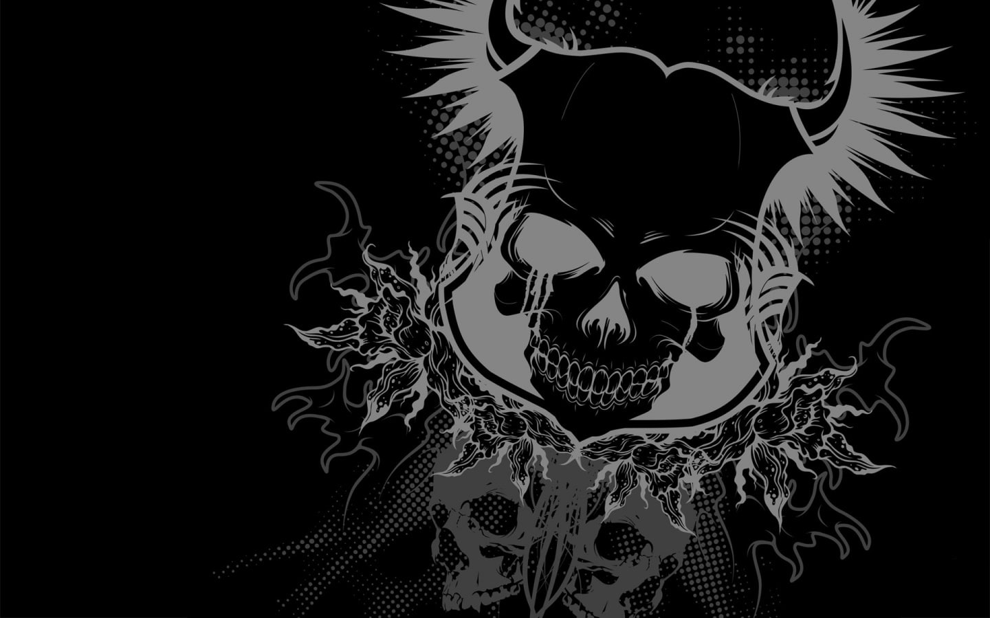 abstract, blackout, skulls, hd, 720P, black, skull, HD Wallpaper