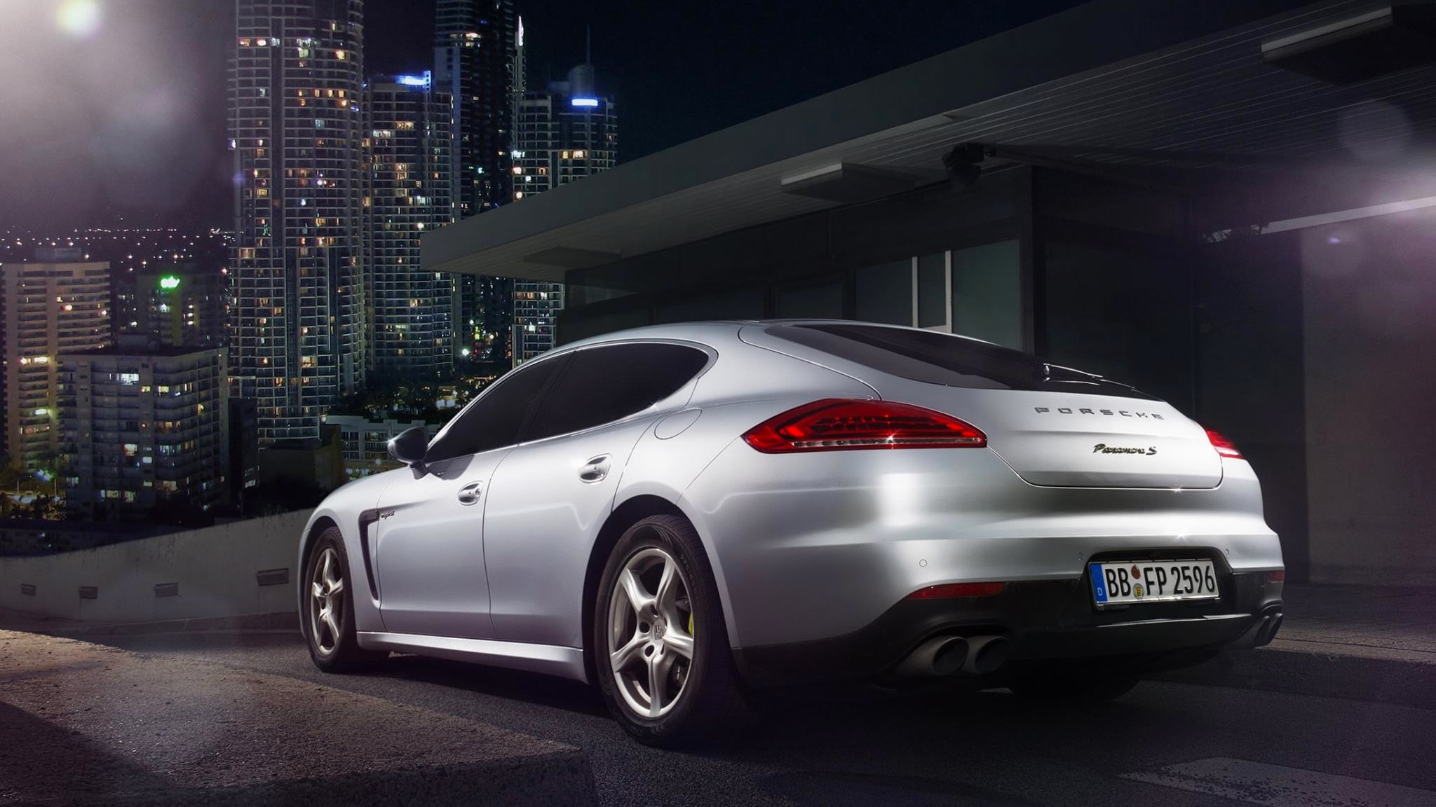 Car, Nigth, Scape, Porsche, Rear, 1080P, Ligth, City, Silver, Panamera S, HD Wallpaper