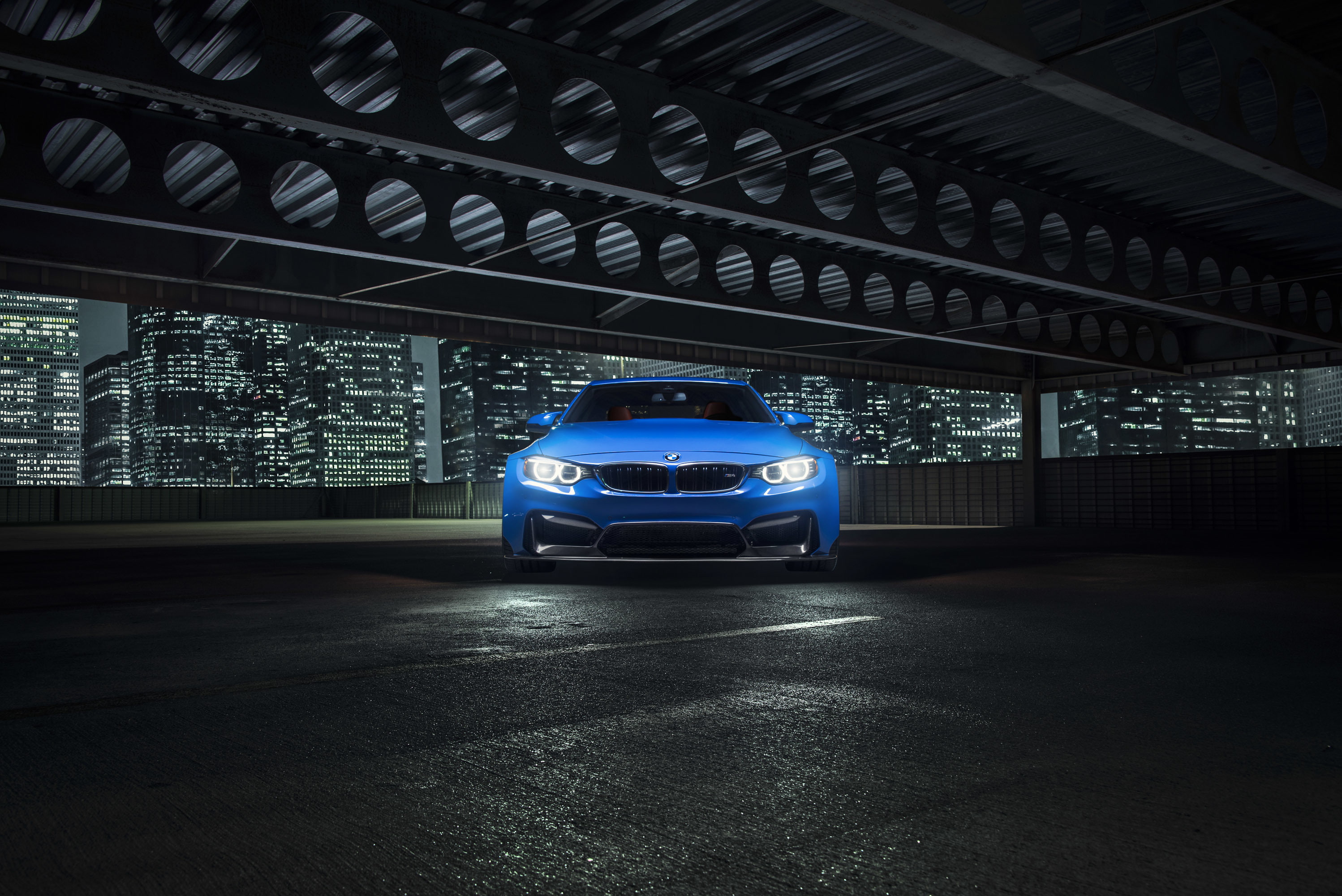 BMW, GTRS4, Photoshoot, Vorsteiner, Blue, Front, Widebody, Nigth, 2K, City, HD Wallpaper