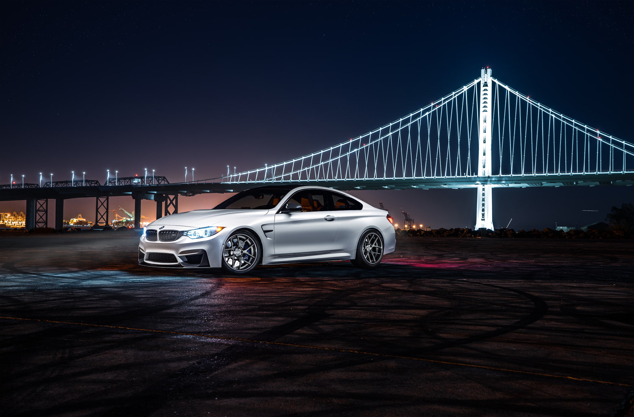 Aristo, White, Collection, F82, Ligth, City, Car, Nigth, BMW, 1080P, Bridge, HD Wallpaper