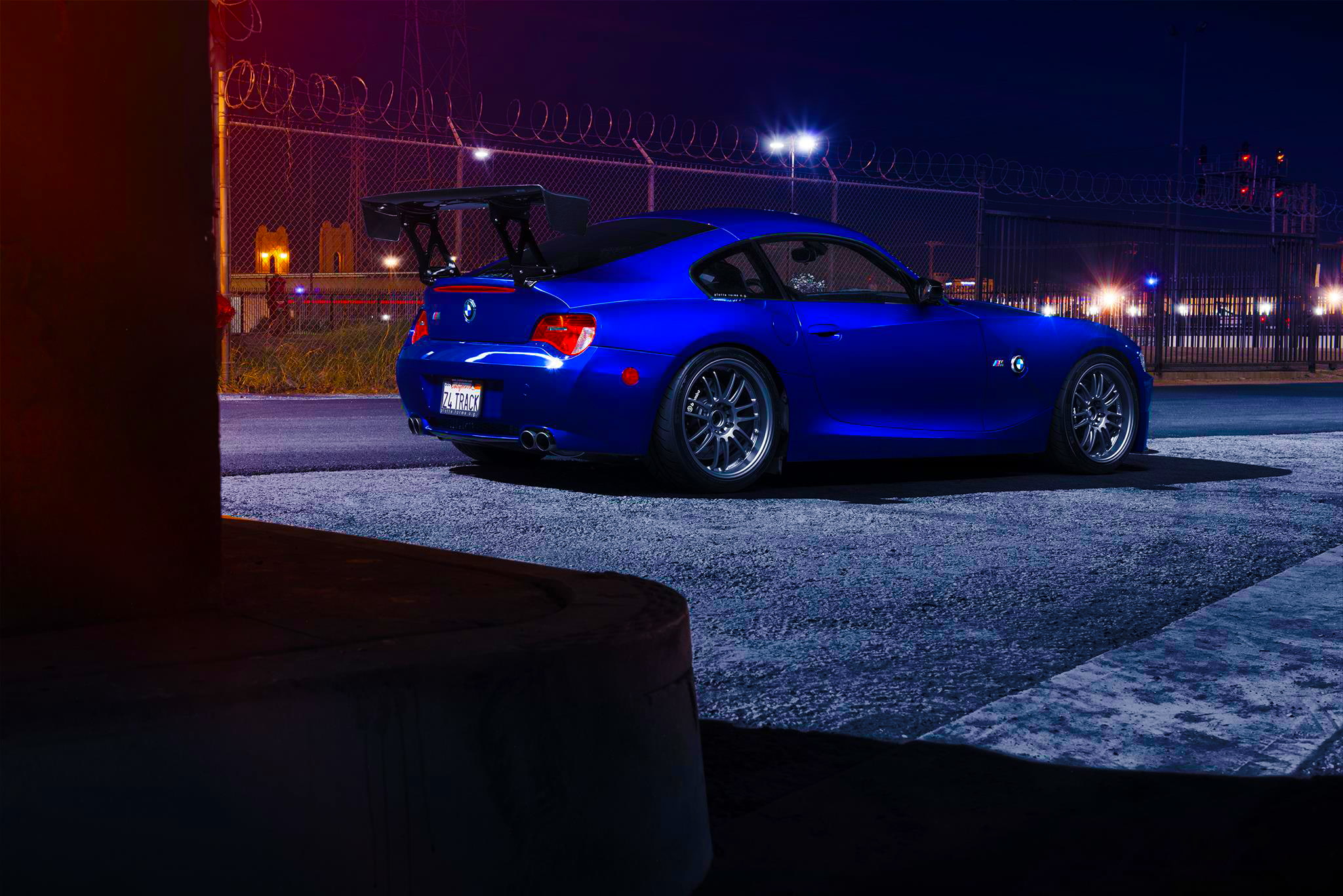 Spoiler, Nigth, 1080P, Coupe, Blue, Ligth, BMW, Rear, Dark, HD Wallpaper