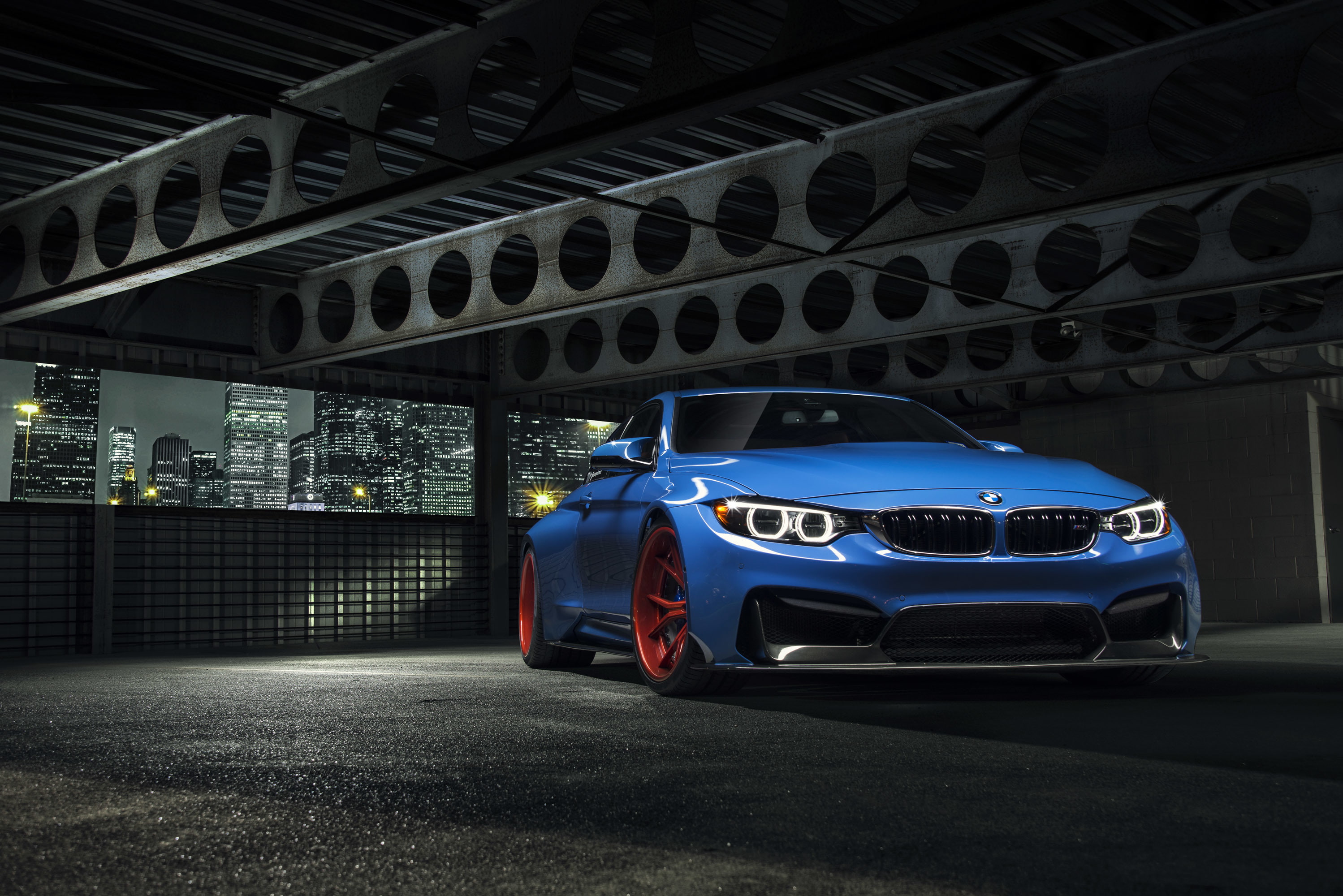 Vorsteiner, Blue, Wheels, Photoshoot, Nigth, BMW, 2K, City, Front, GTRS4, coupe, Widebody, HD Wallpaper