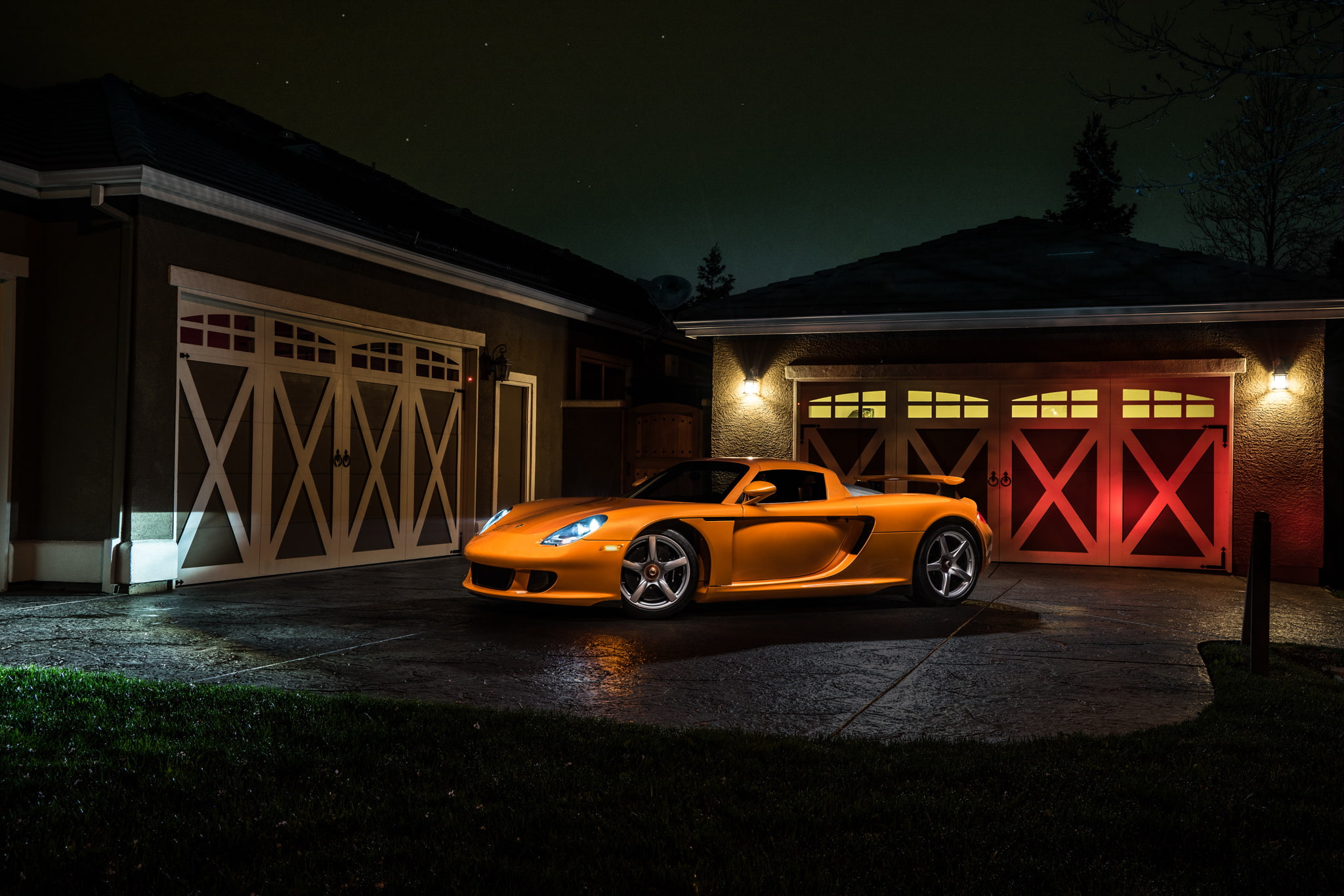 Carrera, Supercar, Orange, Nigth, Exotic, Borealis, Ligth, 1080P, Arancio, Front, Porsche, HD Wallpaper