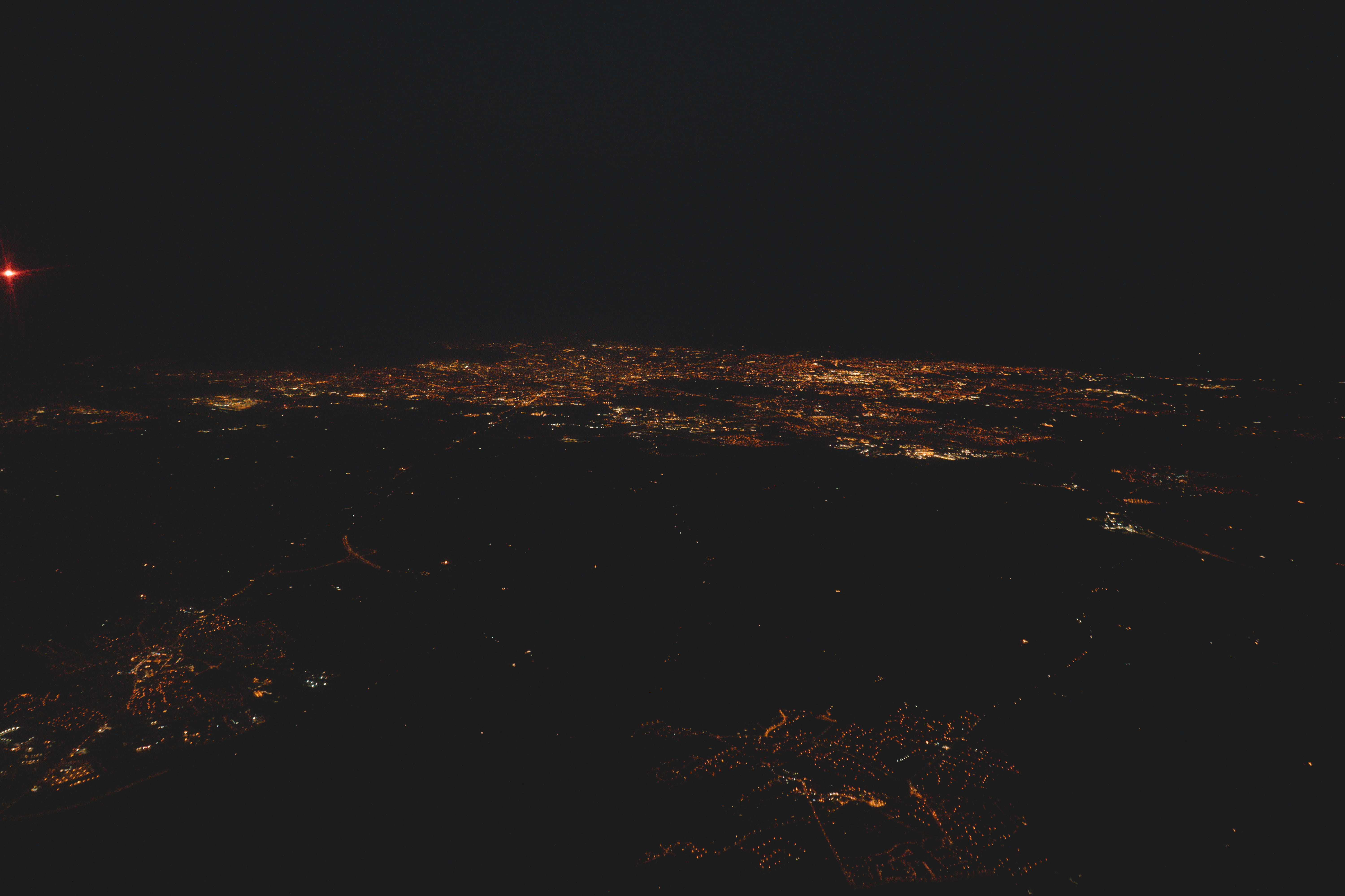 high angle view, light, conor rabbett, built structure, illuminated, landscape, city, astronomy, night, tranquility, moon, rabbett, conor rabett, scenics - nature, HD Wallpaper