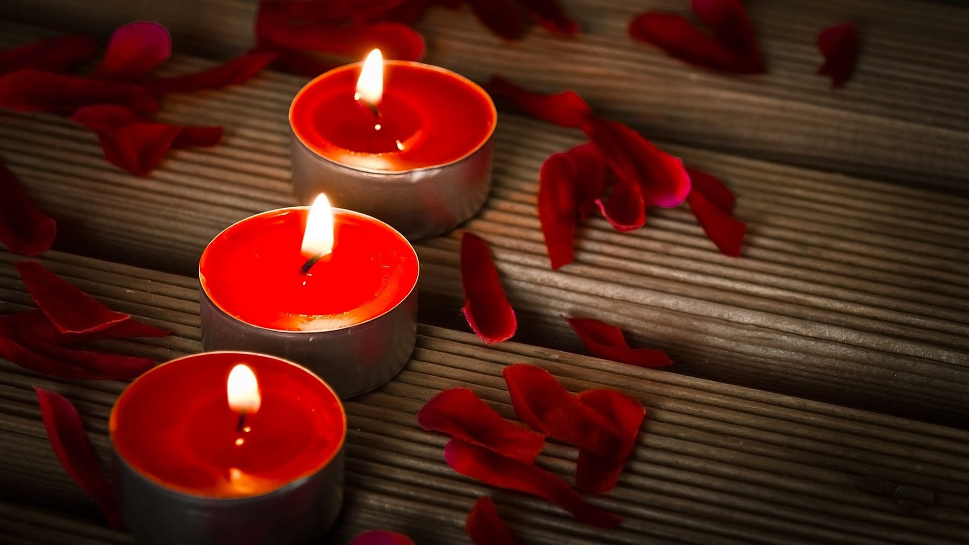 fire - natural phenomenon, illuminated, romantic, flame, wax, tealights, heat - temperature, 3, candle, nature, hot, tea light, dark, high angle view, no people, HD Wallpaper
