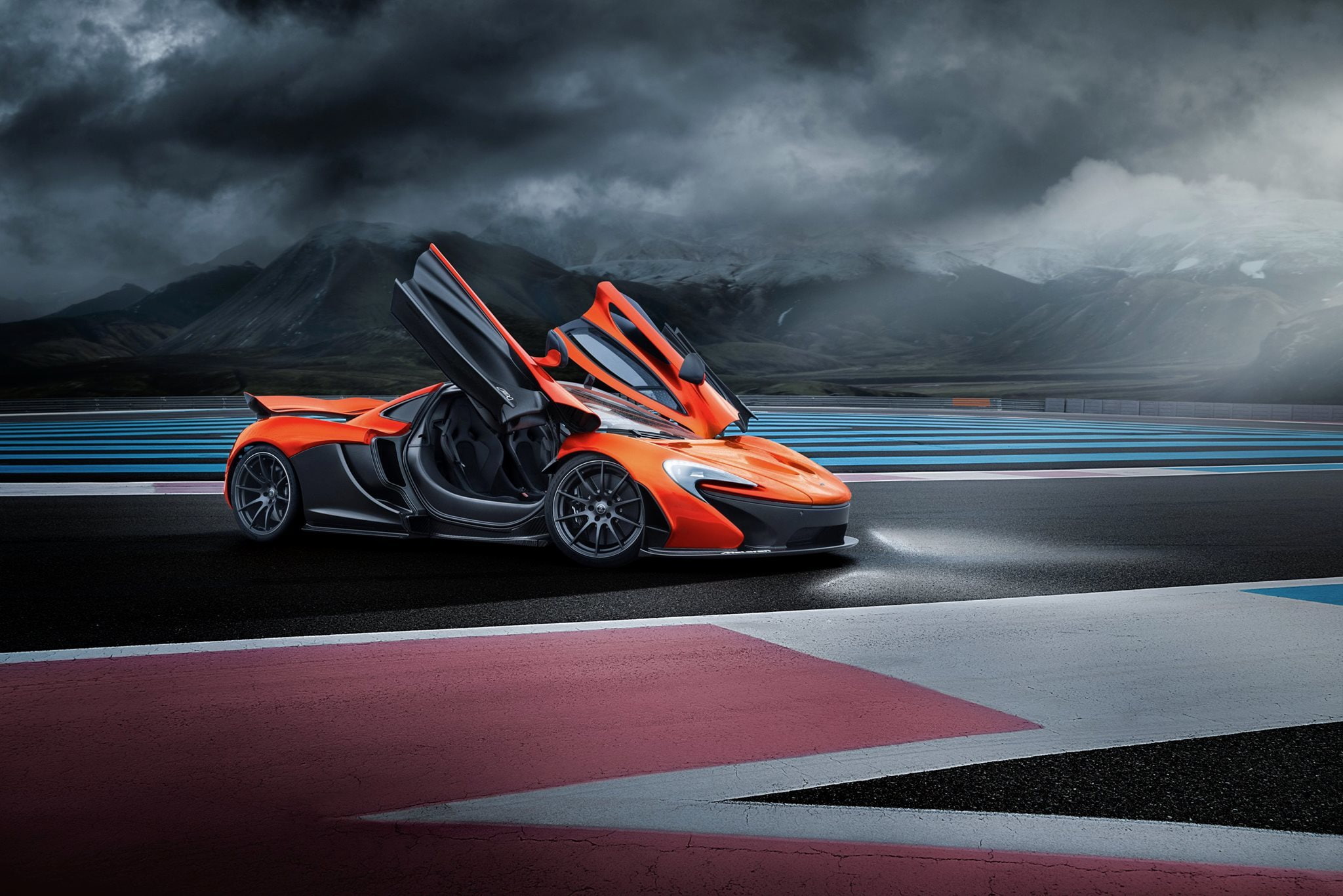 Nigth, Track, Doors, McLaren, Race, Supercar, Orange, Ligth, Front, 1080P, HD Wallpaper