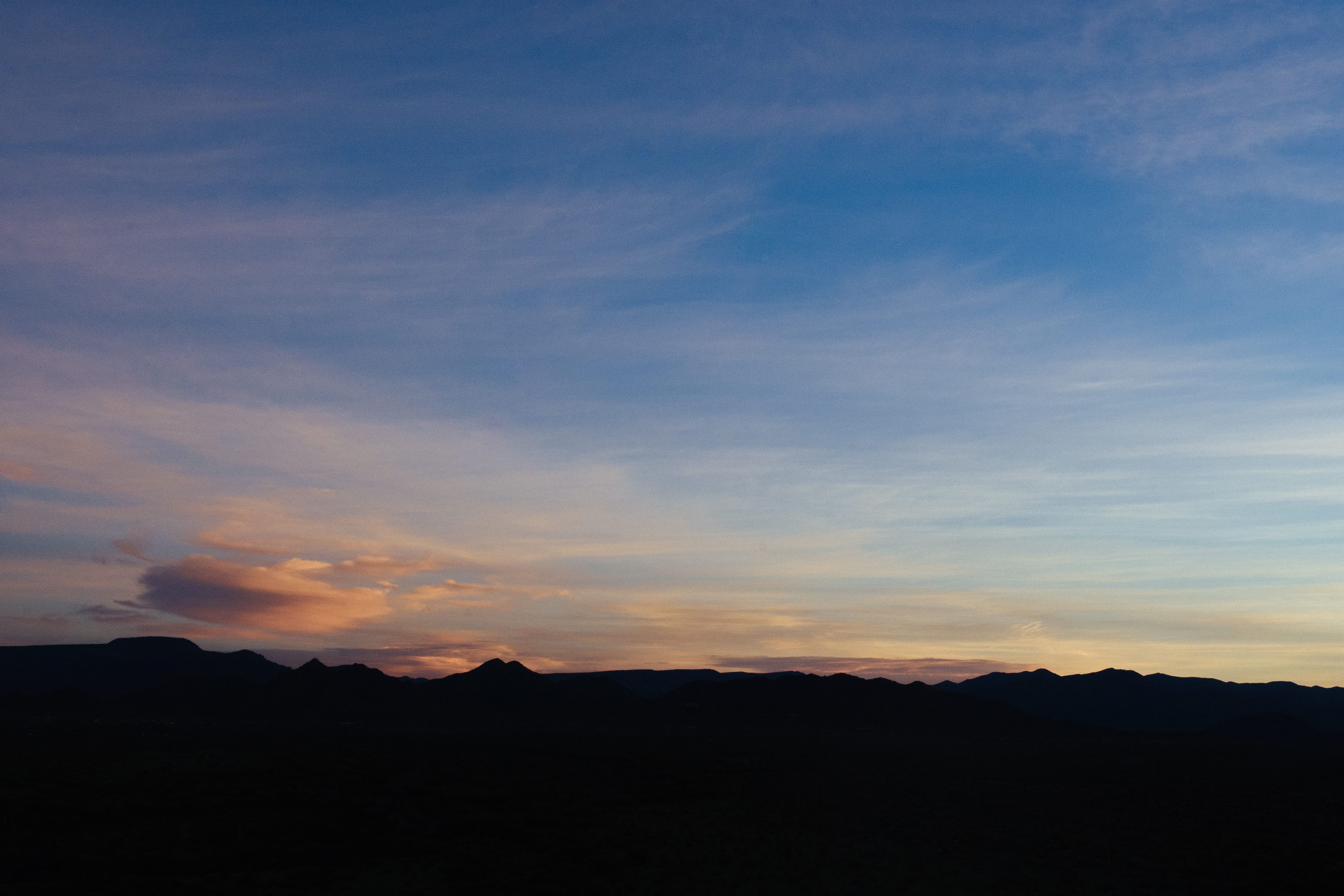 hiking, mountains, dusk, winter, sunrise, cactus, land, mountain, sky, silhouette, phoenix, beauty in nature, nature, mountain range, clouds, apache wash trailhead, HD Wallpaper