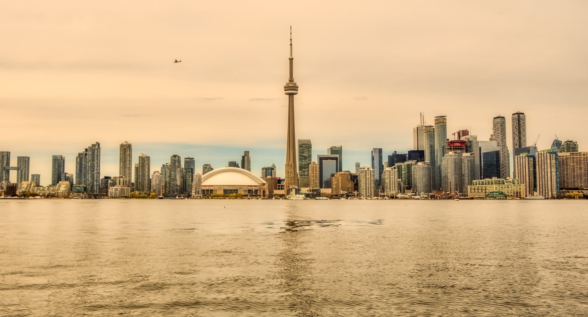 sunrise, financial district, building, urban, building exterior, buildings, needle, built structure, travel, urban skyline, water, lake, modern, landscape, HD Wallpaper