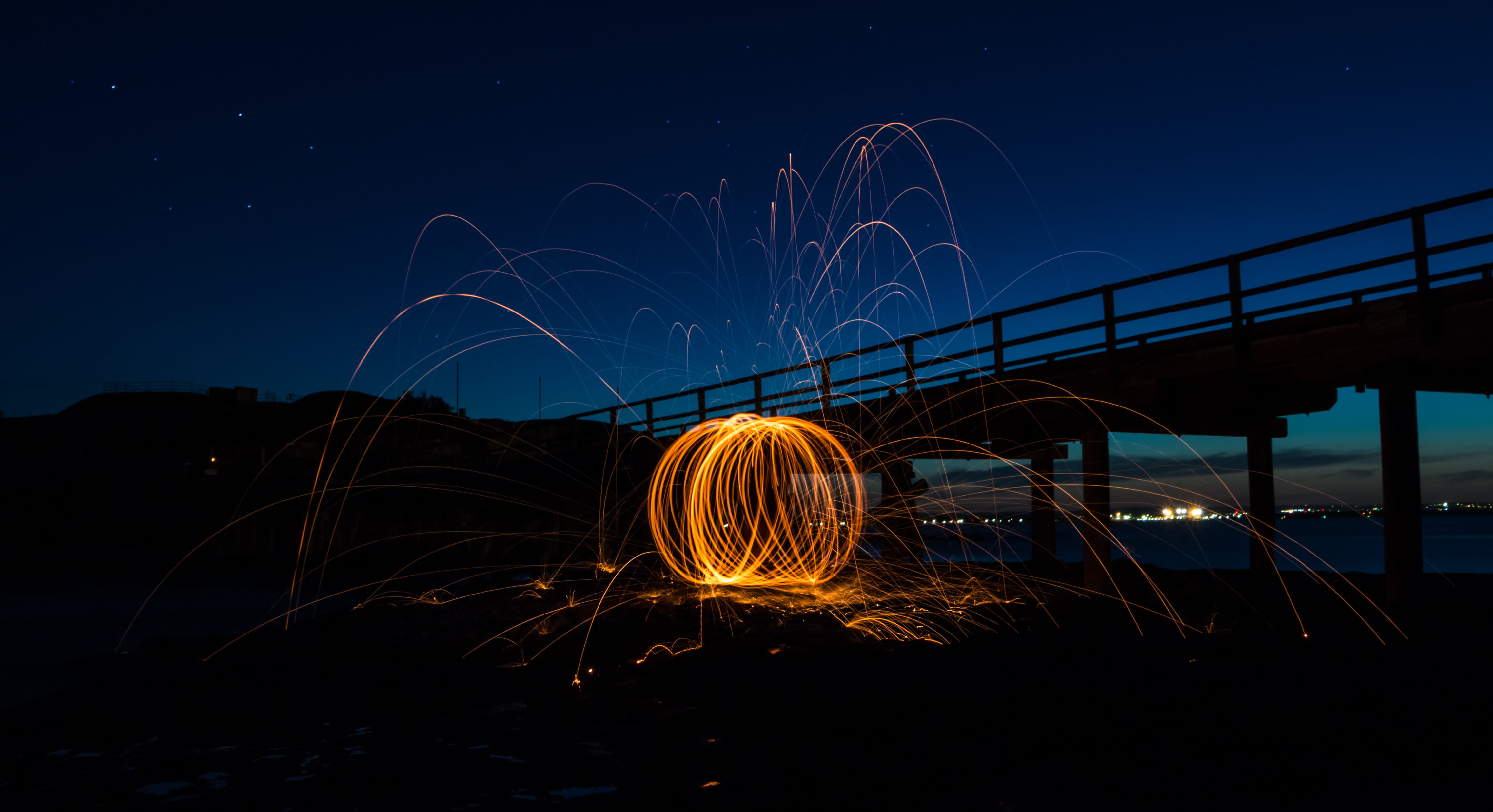 la perouse, built structure, city, glowing, architecture, dark, sparks, light, long exposure, bridge, australium, connection, silhouette, no people, sydney, HD Wallpaper