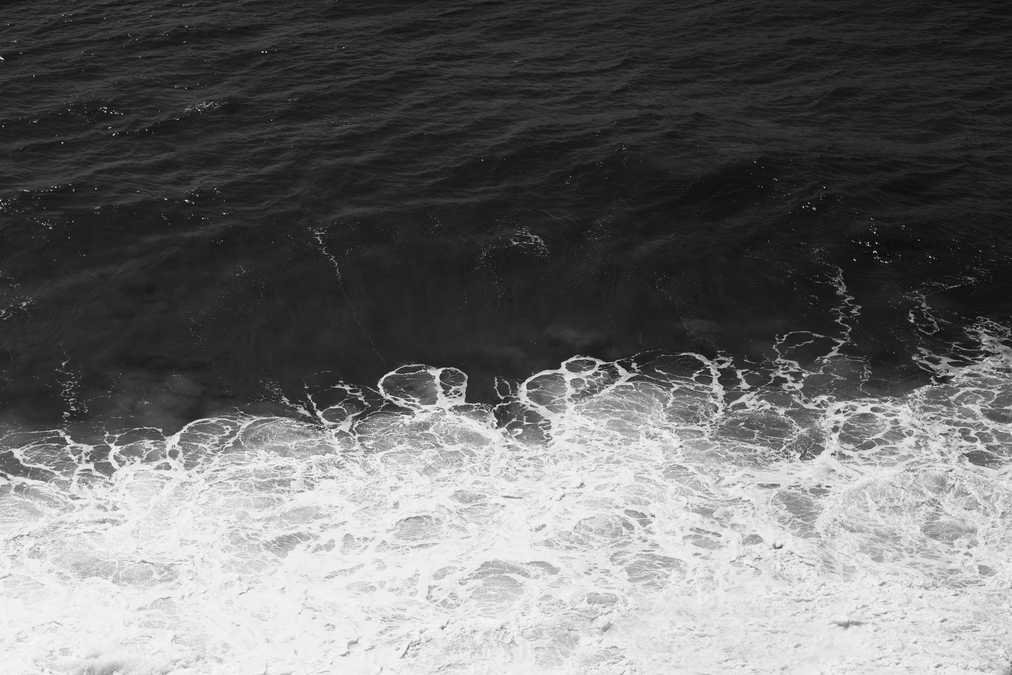 tranquility, wave, sea, blurred motion, nature, 4K, day, water, splashing, australium, bubbles, blackandwhite, foam, body, beauty in nature, purity, drop, HD Wallpaper