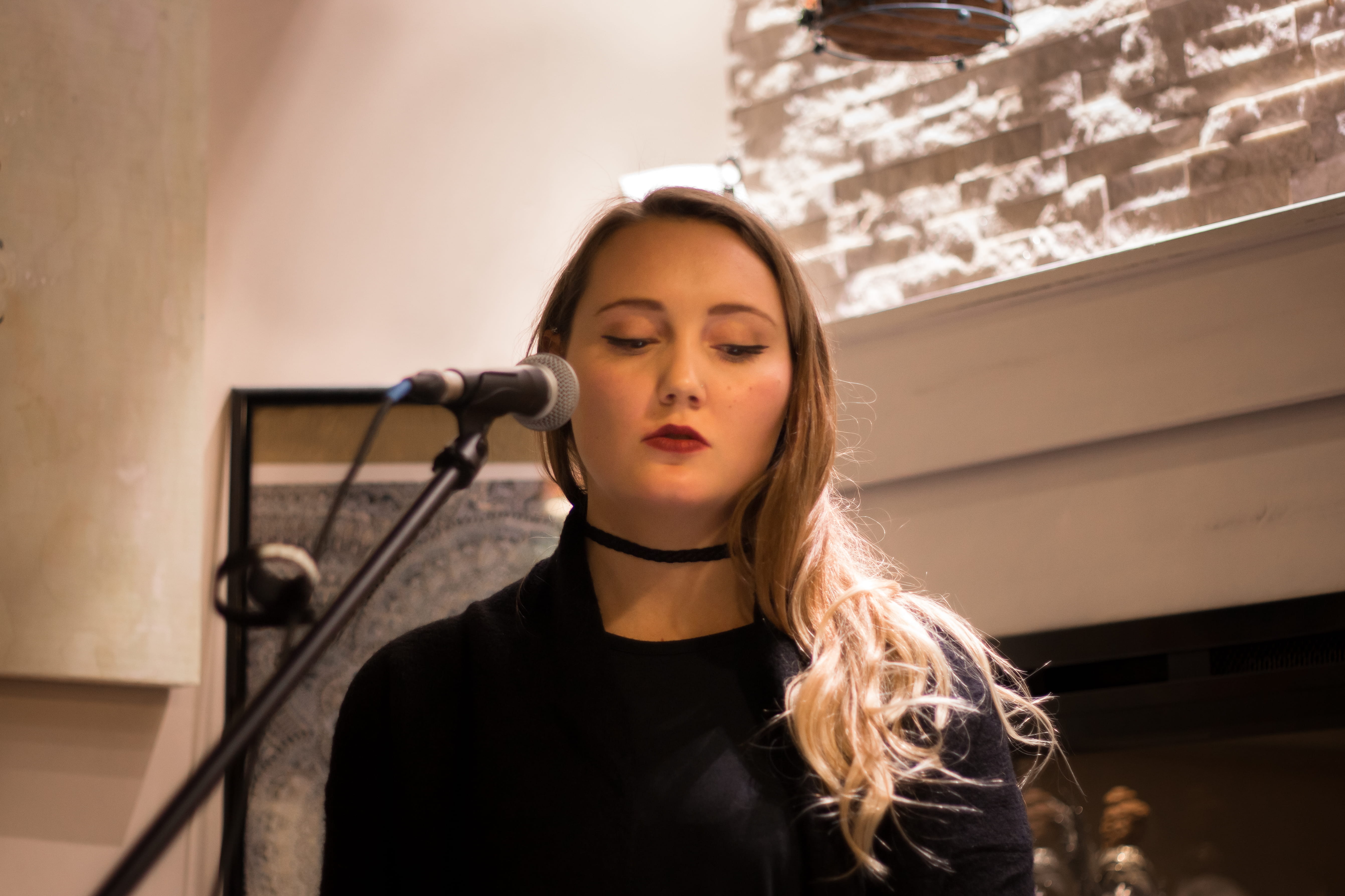 hairstyle, beautiful woman, 5K, livemusic, long hair, women, input device, sing, young adult, choker, mic, young women, hair, one person, headshot, coffee, HD Wallpaper
