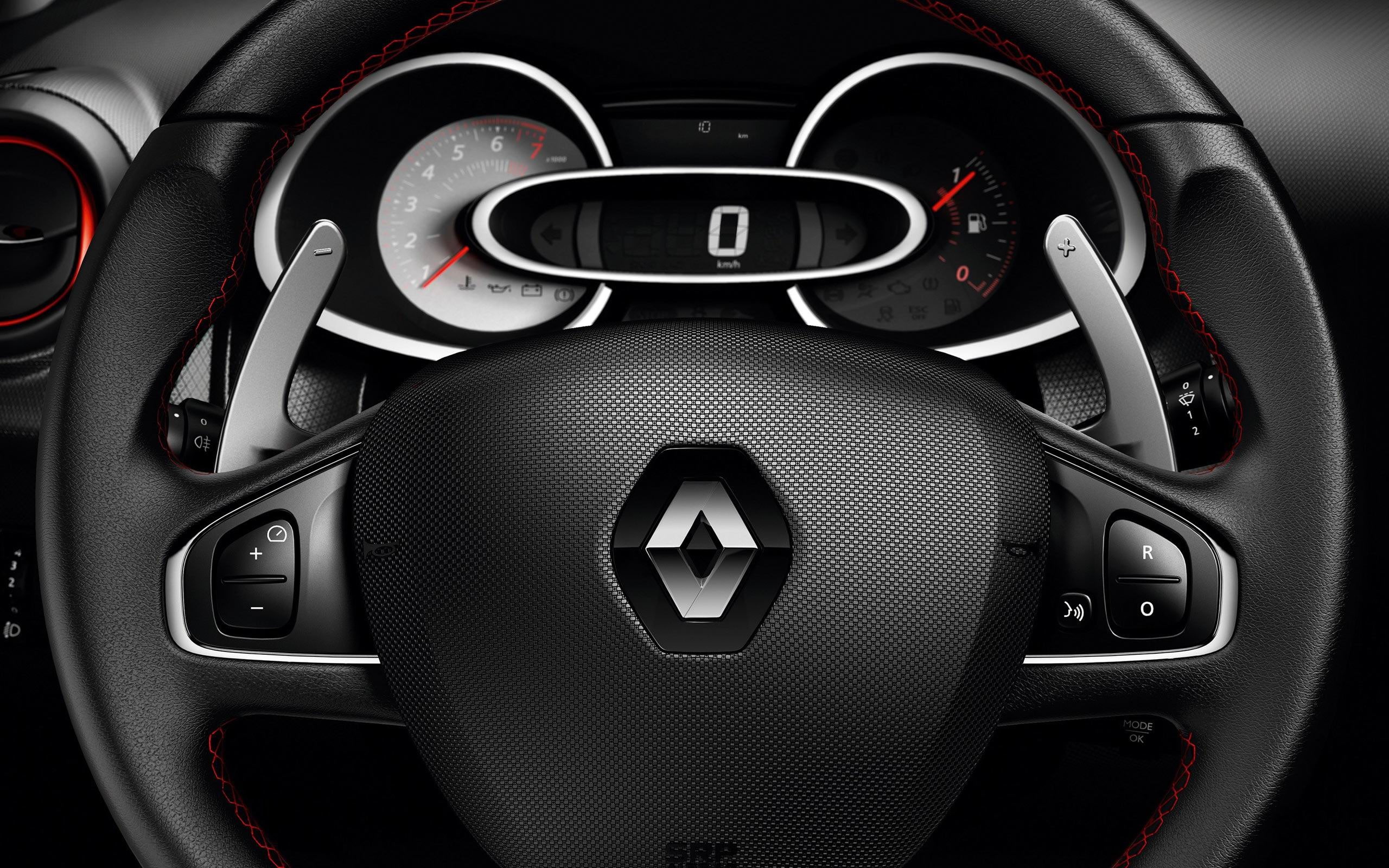 vehicle interior, steering wheel, close-up, travel, steering, black, speedometer, clio, gearshift, wheel, speed, mode of transportation, car, no people, HD Wallpaper