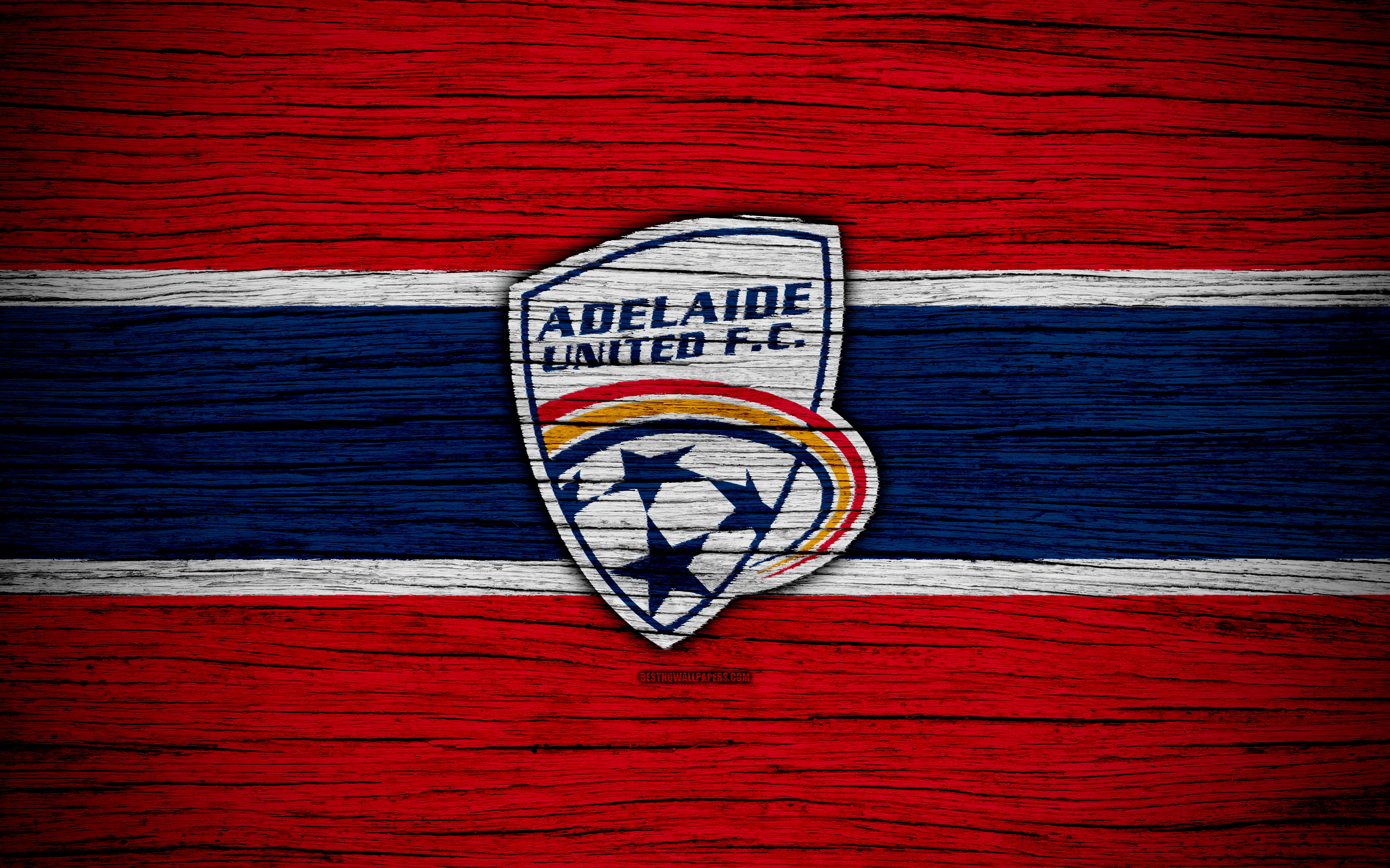 4K, Logo, Soccer, Adelaide United FC, Emblem, HD Wallpaper