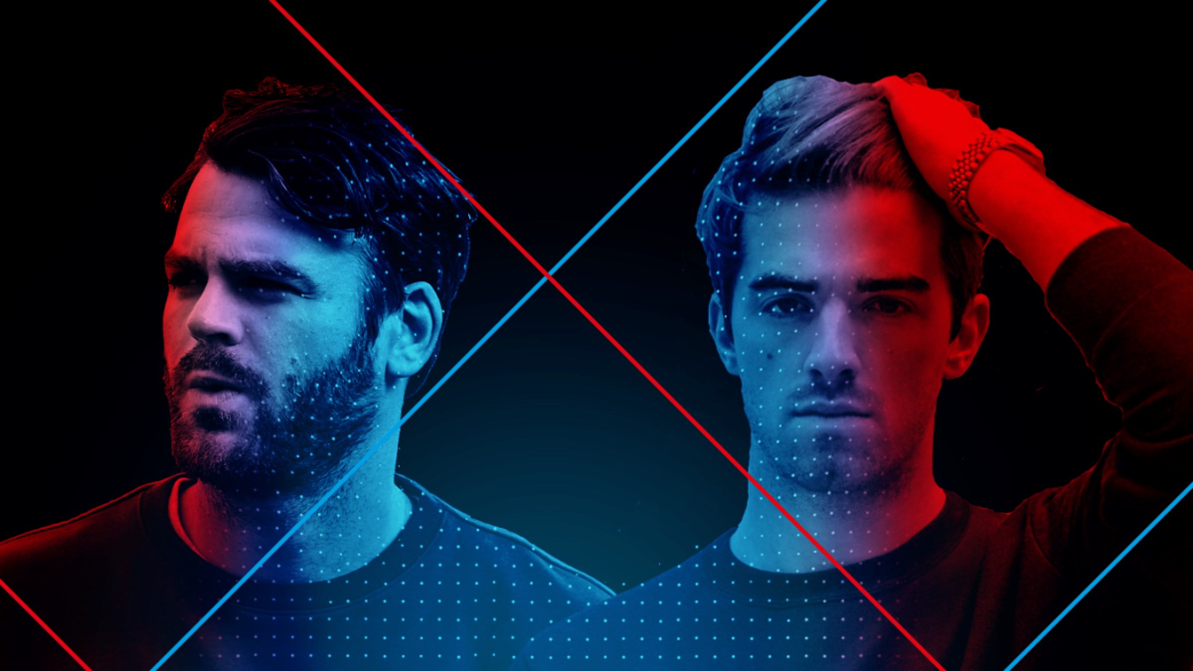 looking at camera, studio shot, portrait, the chainsmokers, people, 1080P, dark, black background, young adult, adult, laser, men, illuminated, serious, HD Wallpaper