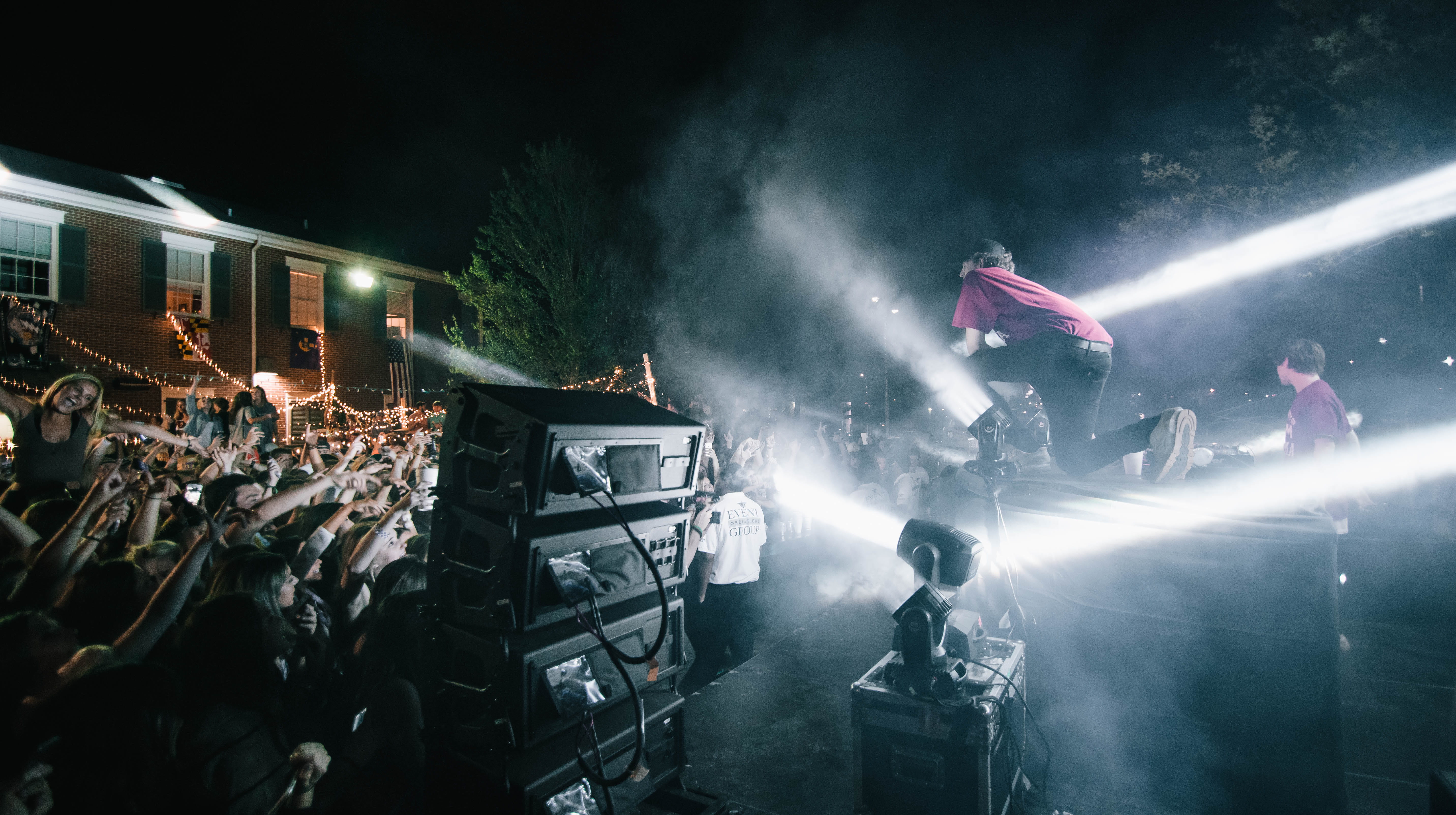 dj, nature, adult, architecture, law, 5K, louis the child, people, party, night, smoke - physical structure, group of people, stage, aggression, occupation, HD Wallpaper