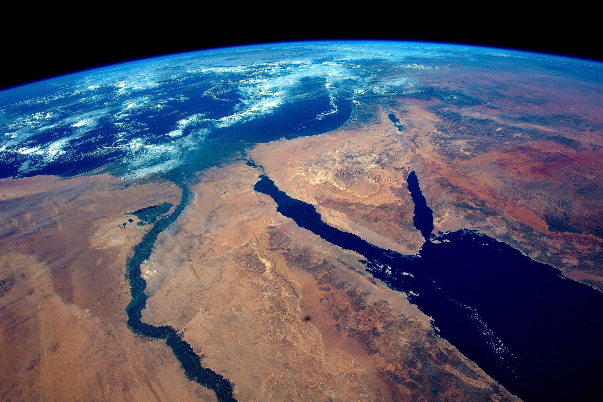 space, space exploration, land, horizon, no people, aerial view, space africa earth egypt digital art fisheye lens, nature, planet earth, water, topography, HD Wallpaper