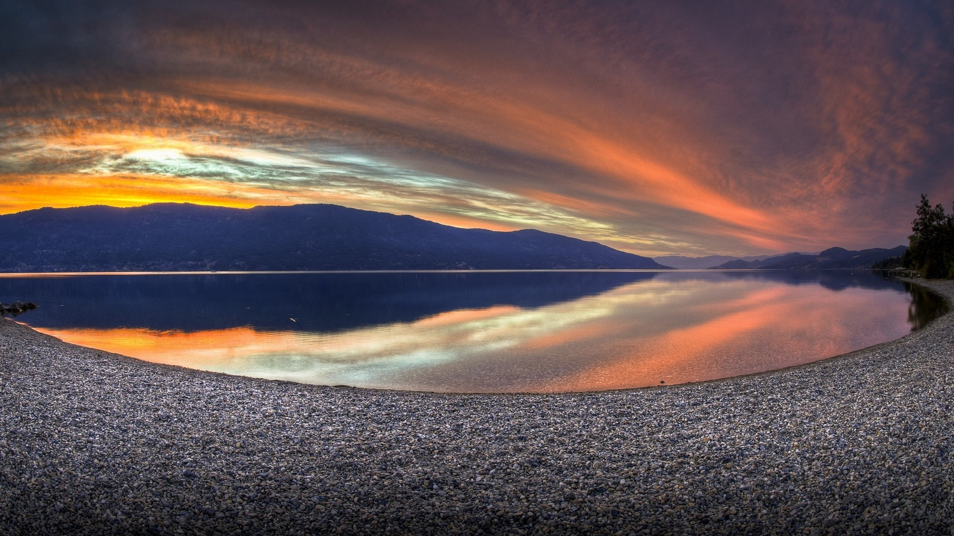 water, sky, orange color, sunset, tranquility, horizon over water, beach, nature, dramatic sky, no people, lake, cloud - sky, tranquil scene, 1080P, scenics - nature, HD Wallpaper
