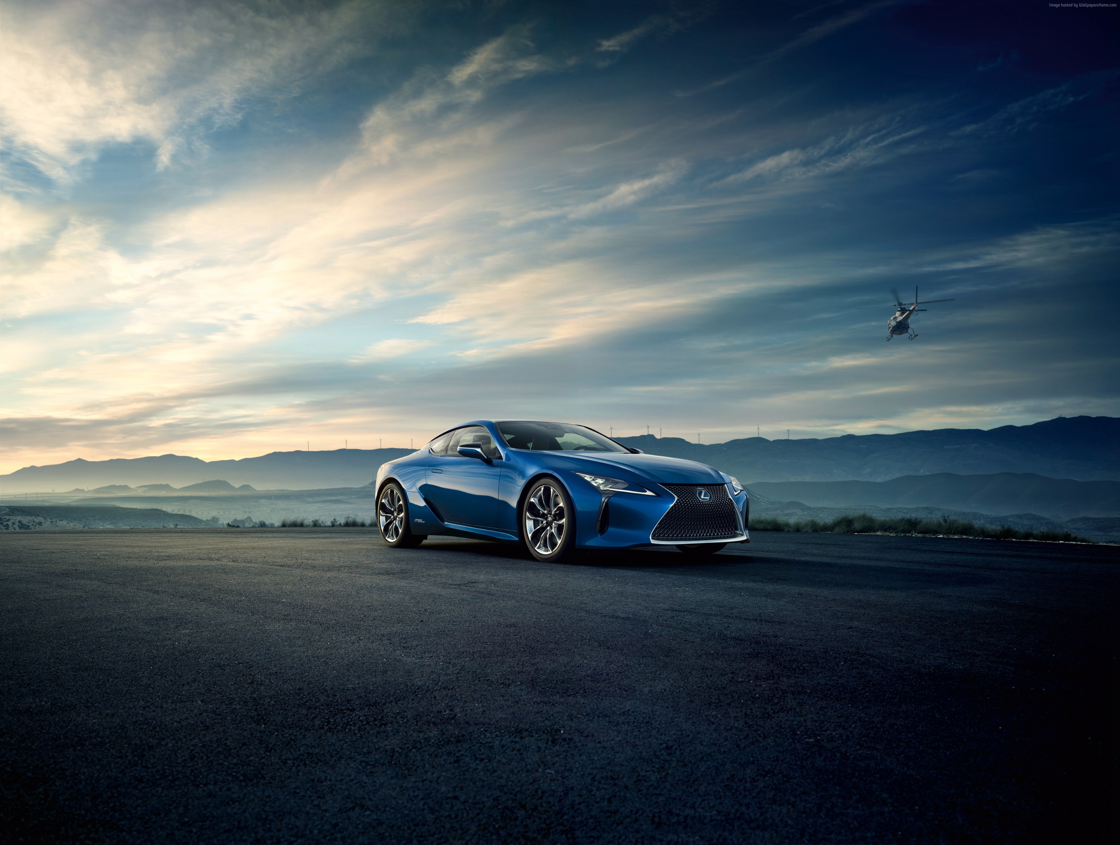 blue, Hybrid, Lexus LC 500h EU-spec, sport car, 2K, Geneva Auto Show 2016, HD Wallpaper