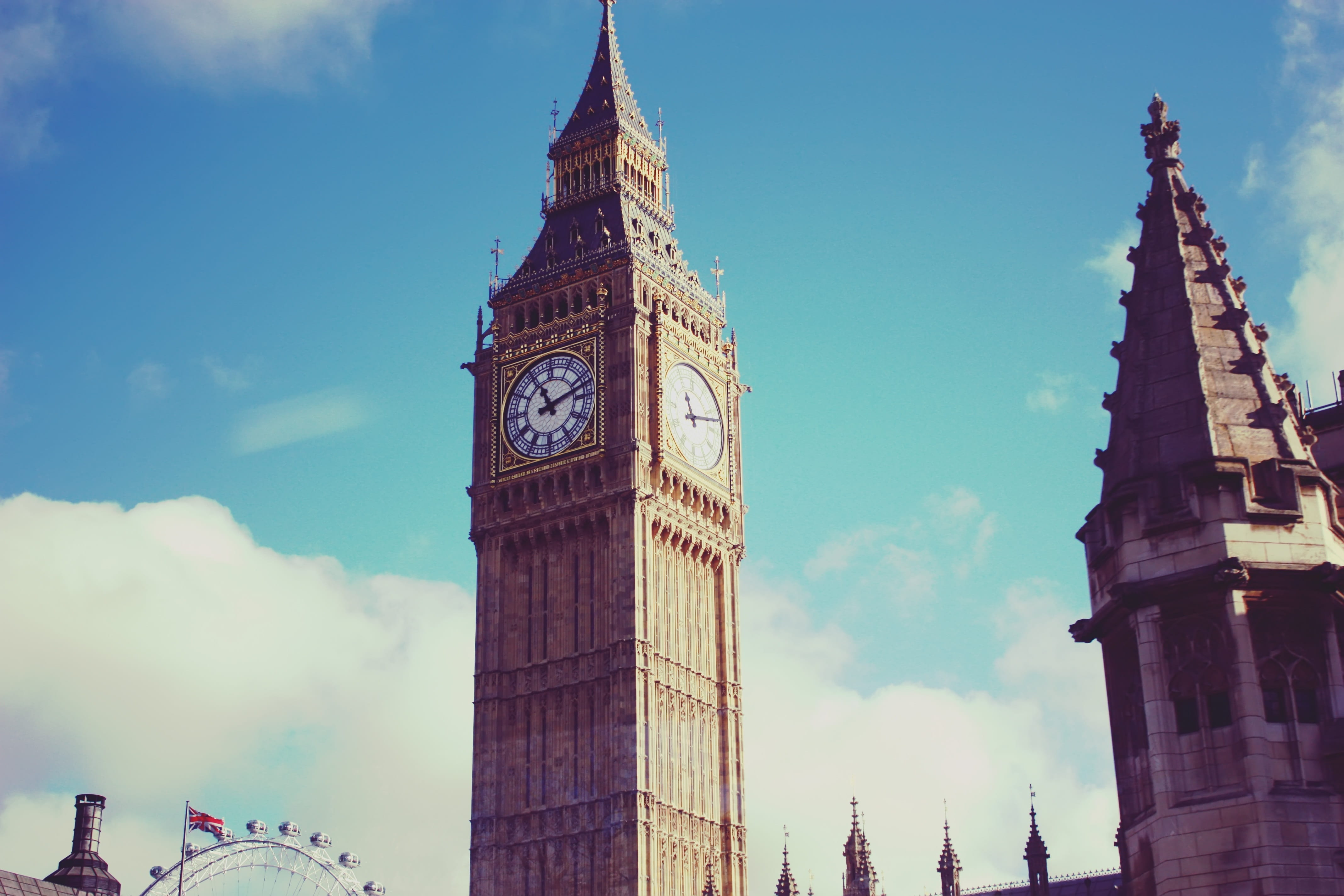 london, sky, built structure, european, city Of Westminster, clock, tall - high, spire, England, Europe, outdoors, building exterior, kingdom, day, 4K, HD Wallpaper