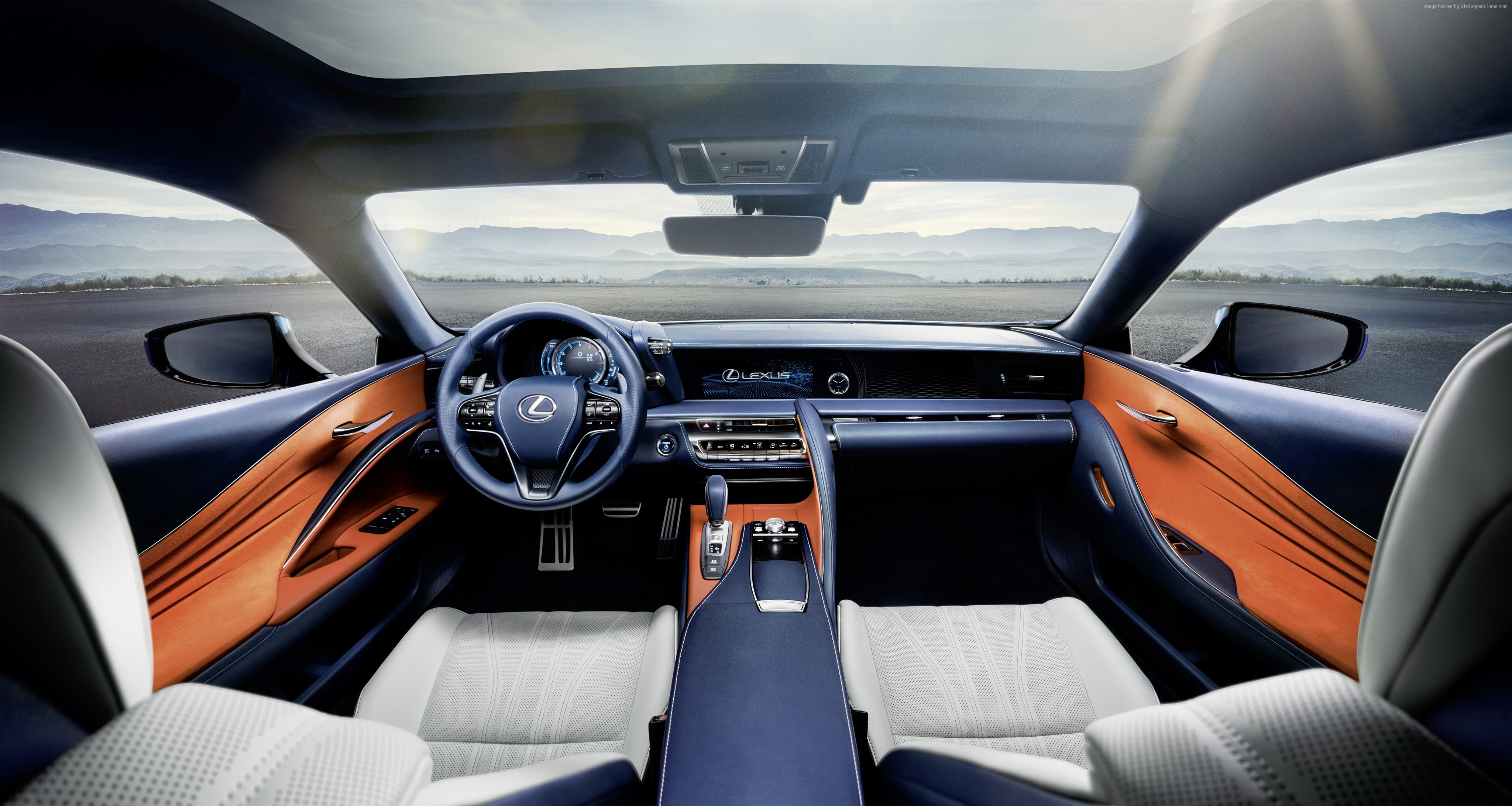 Geneva Auto Show 2016, sport car, Lexus LC 500h EU-spec, 4K, Hybrid, interior, HD Wallpaper