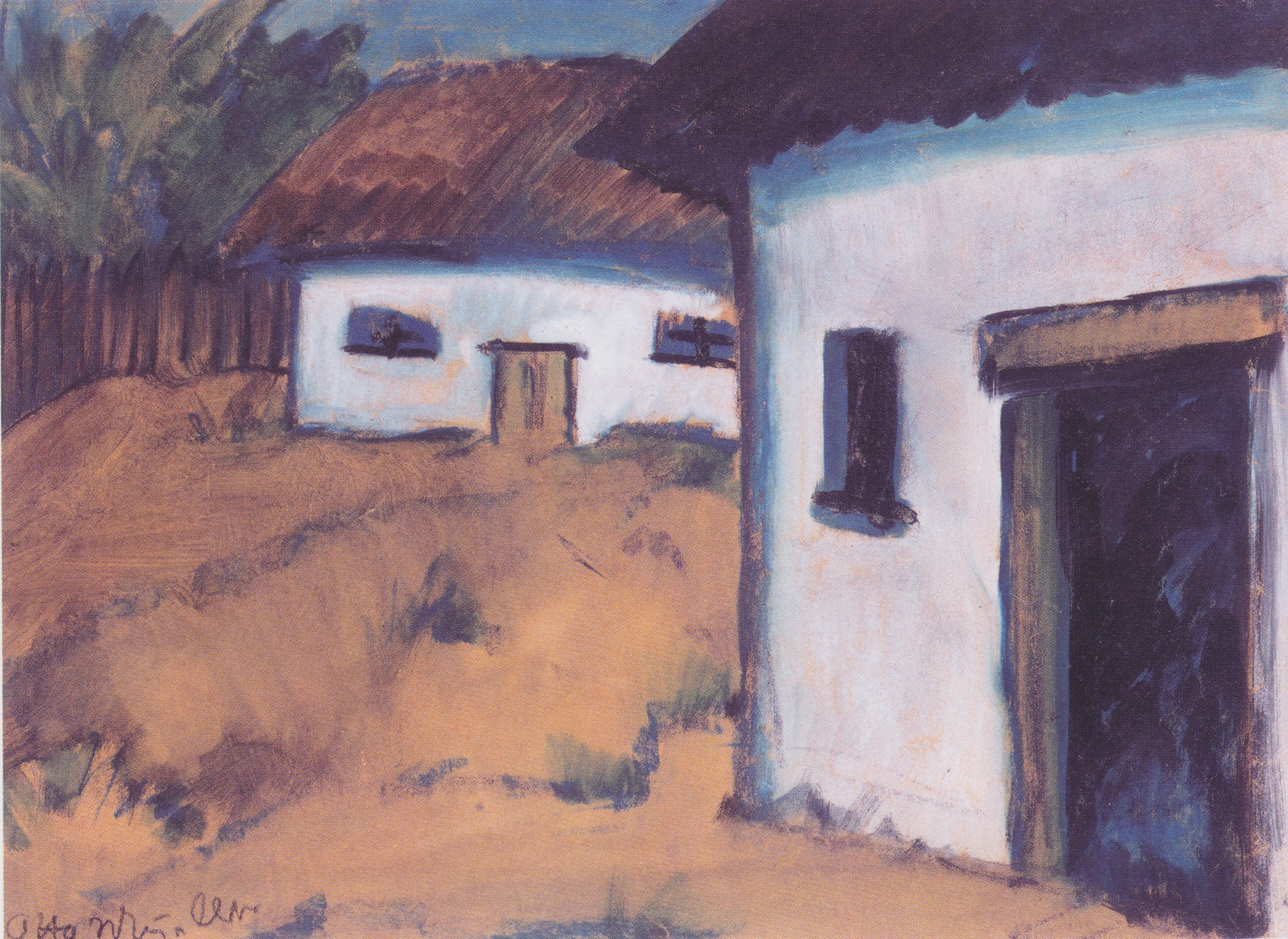 Otto Mueller, Expressionism, Gypsy Hutt, ca1928, the fence, home, 2K, hut, HD Wallpaper