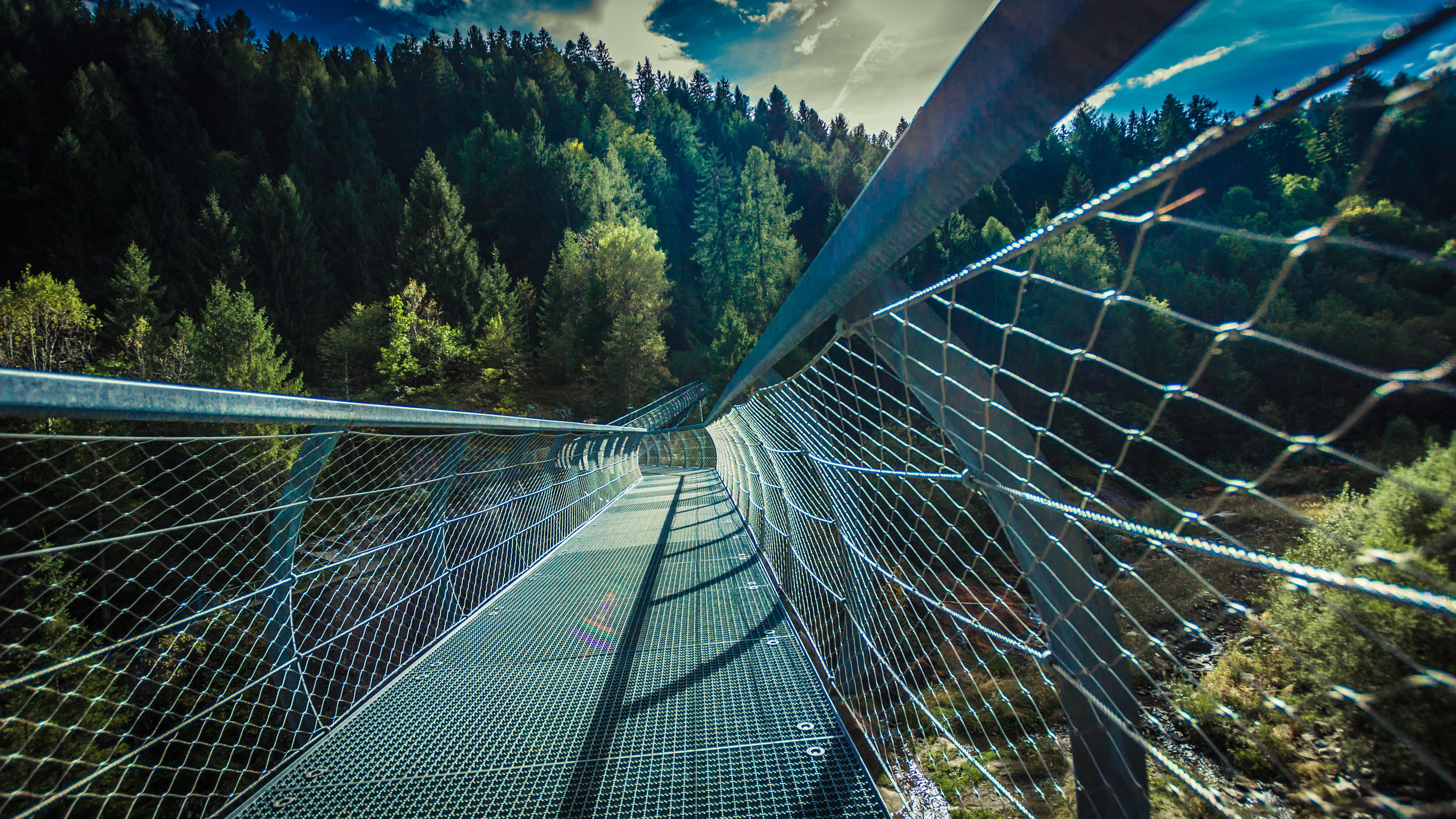 trail, day, pass in the gorge, non-urban scene, plant, tree, beauty in nature, bridge, land, built structure, no people, moos in passeier, connection, south tyrol, HD Wallpaper