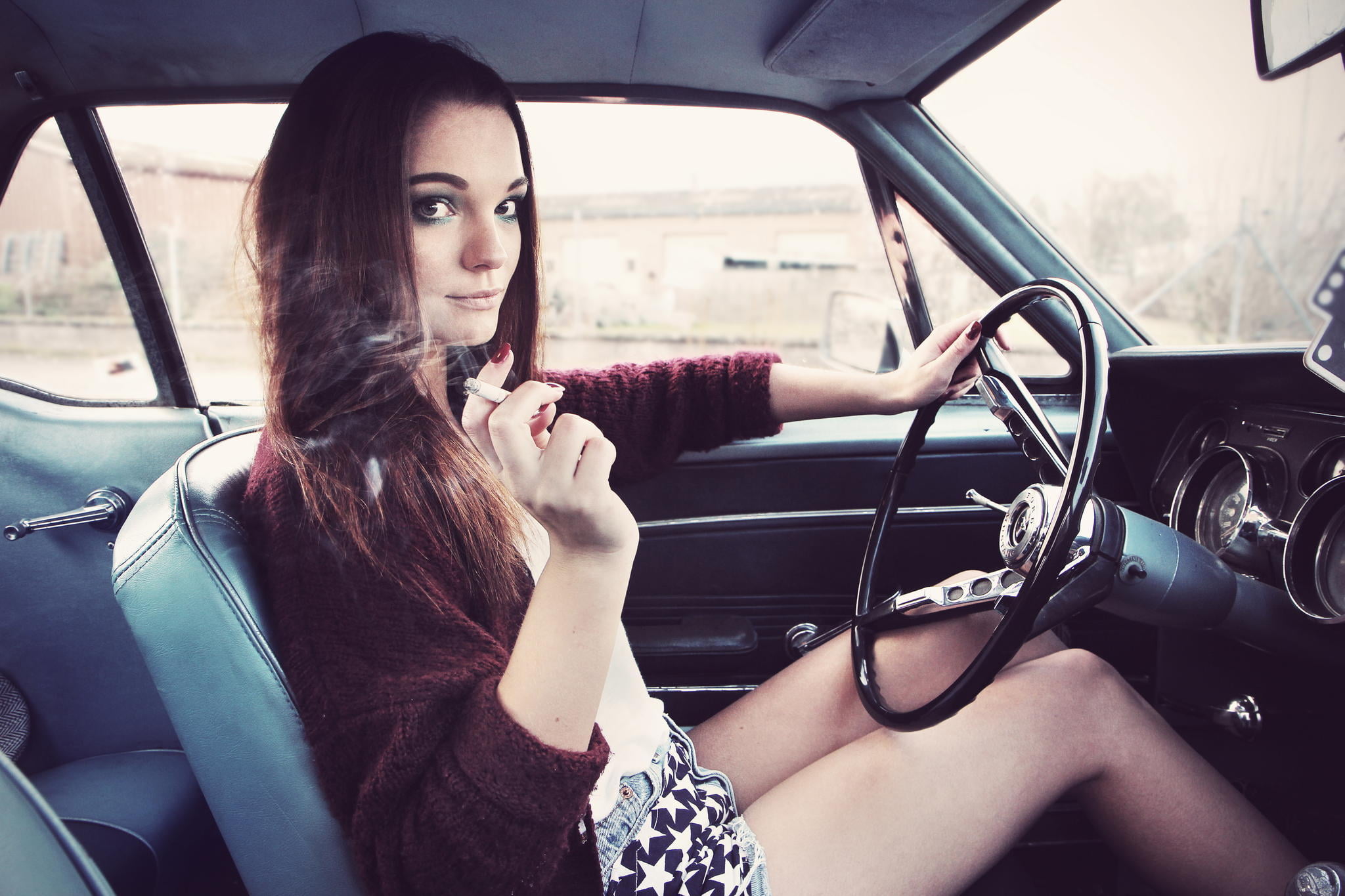 real people, adult, mustang, lifestyles, portrait, car, Margot Entz, hairstyle, ford, leisure activity, transportation, one person, motor vehicle, travel, HD Wallpaper