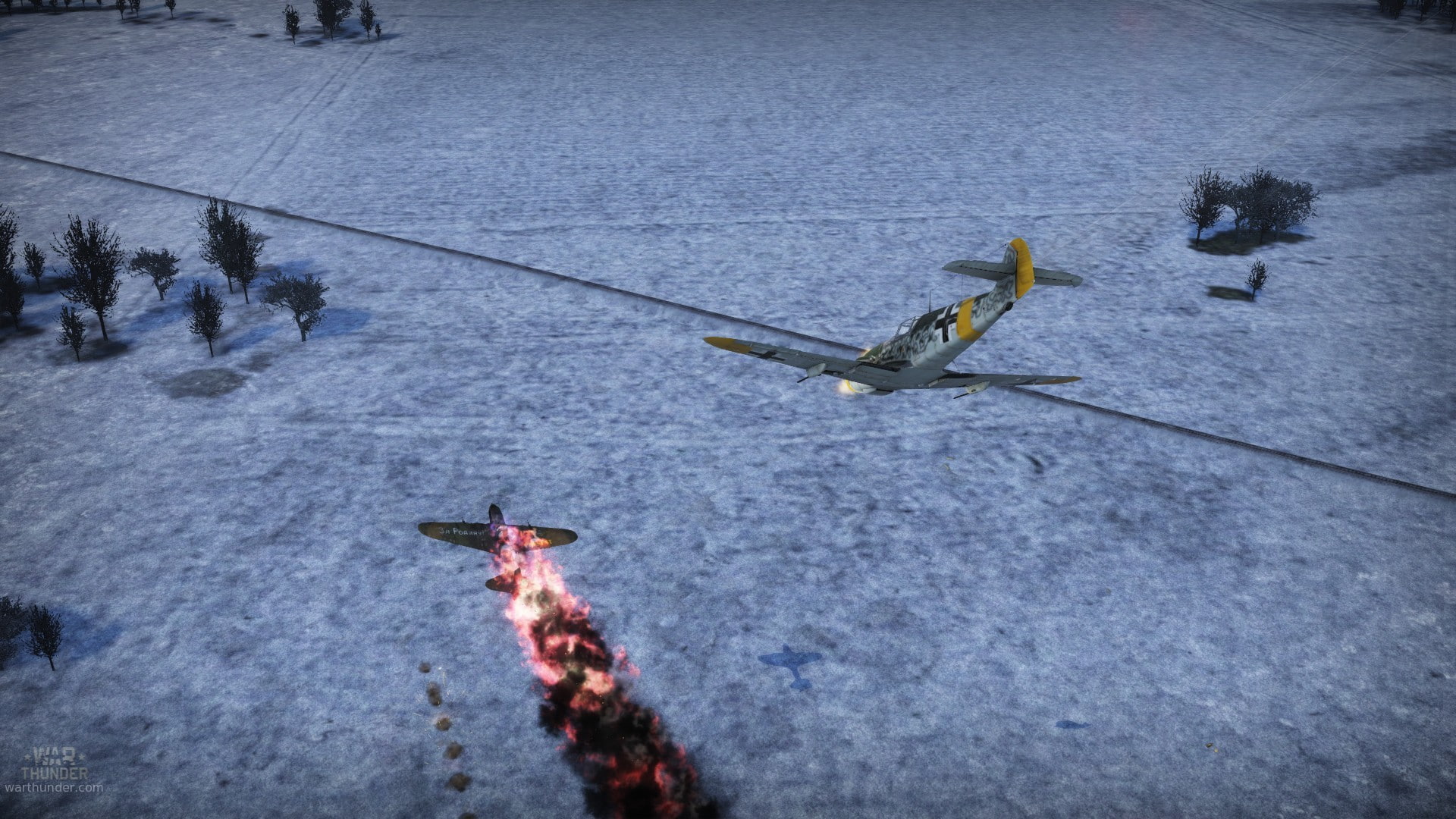 winter, cold temperature, no people, aircraft, Bf109, water, War Thunder, snow, vertebrate, nature, 1080P, outdoors, transportation, Messerschmitt, high angle view, HD Wallpaper