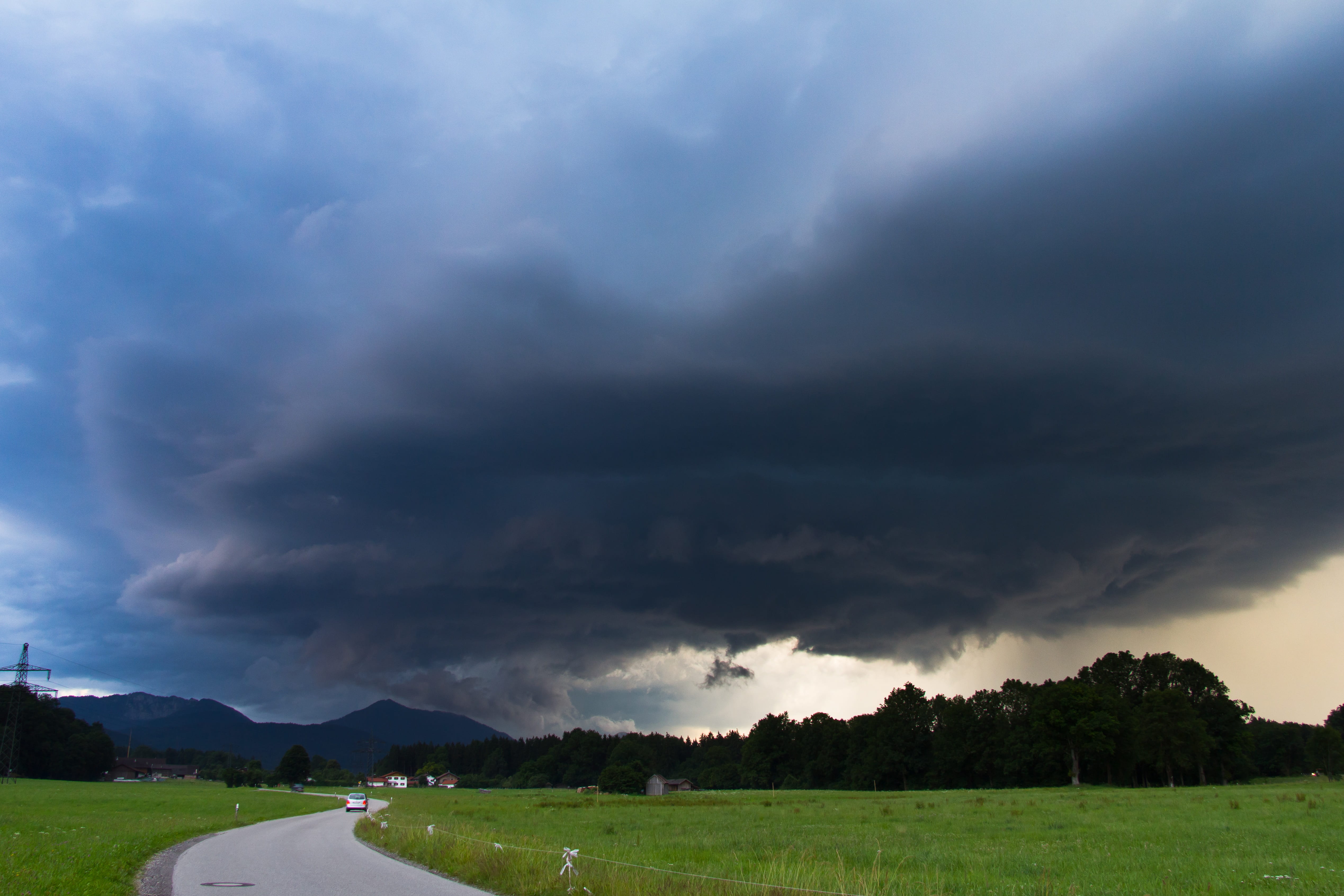 scenics - nature, beauty in nature, no people, mountains, powerful, 4K, land, dramatic, super cell, weather, overcast, tree, cumulonimbus, storm hunting, HD Wallpaper