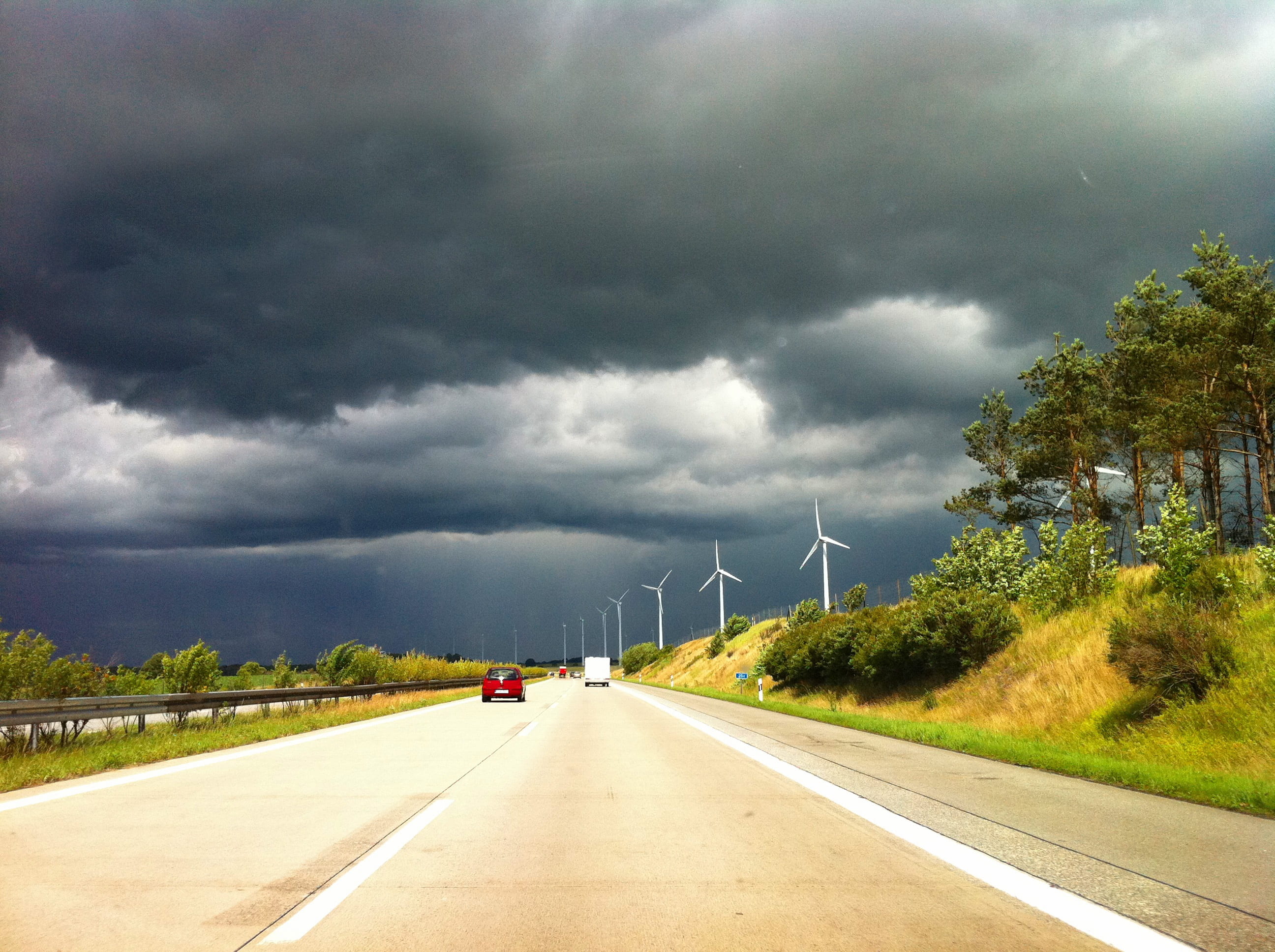 electricity, cloudburst, storm cloud, outdoors, wind, tree, plant, extreme weather, storm clouds, transportation, nature, sign, forward, dark clouds, power in nature, HD Wallpaper