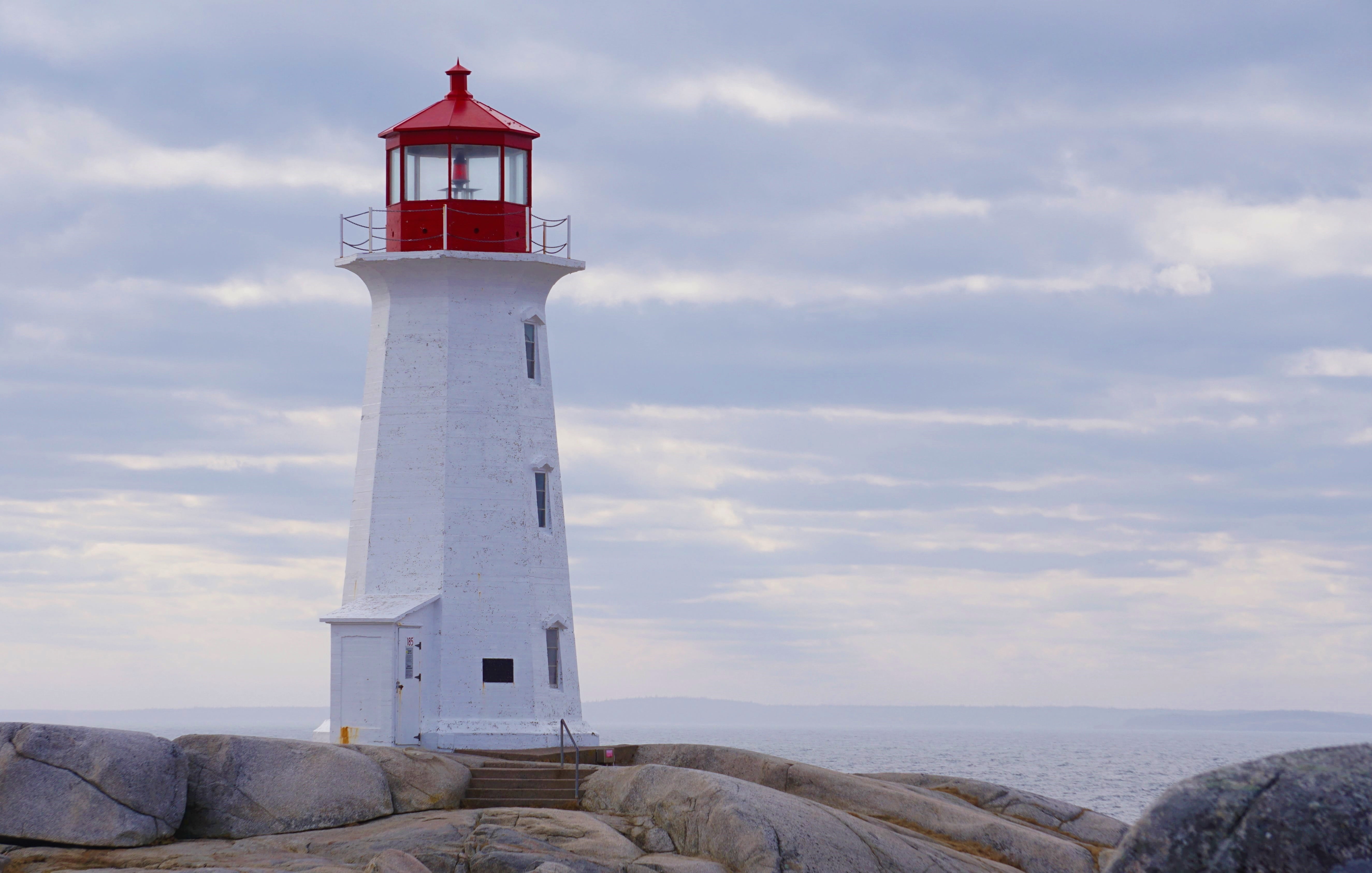 day, ocean, white, light, security, travel, nova scotia, tower, outdoors, coast, sea, scenics - nature, nautical, coastline, cloud - sky, beach, guidance, HD Wallpaper