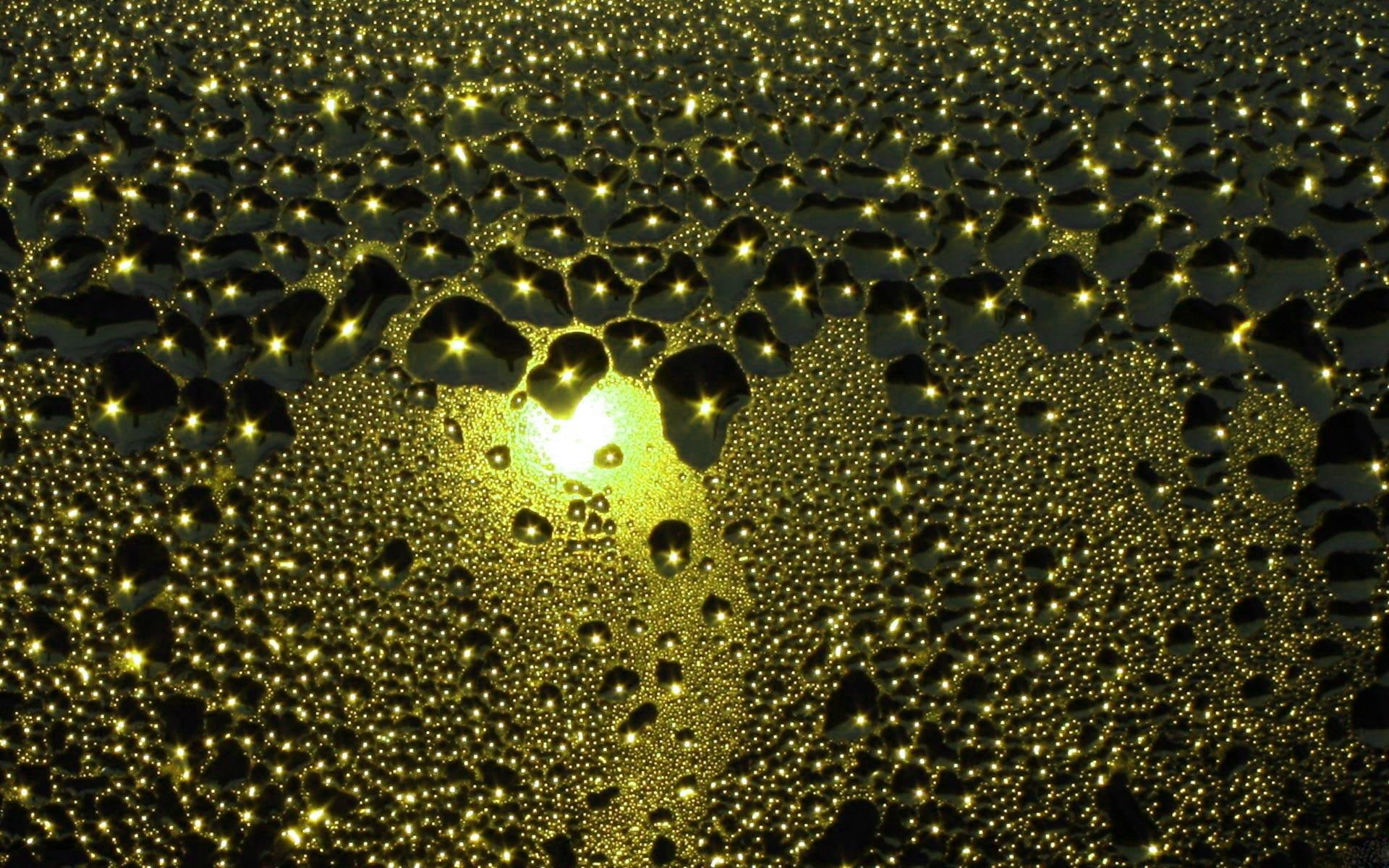 waterbeads, dew moister, jpg, 1080P, gold, 3d and abstract, evaporation, HD Wallpaper